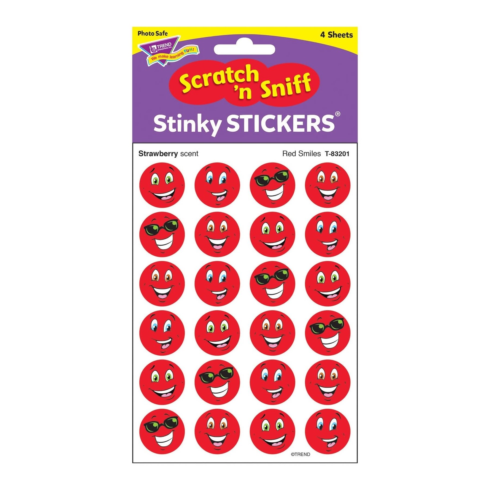 TREND ENTERPRISES INC Red Smiles, Strawberry scent Scratch 'n Sniff Stinky Stickers® – Small