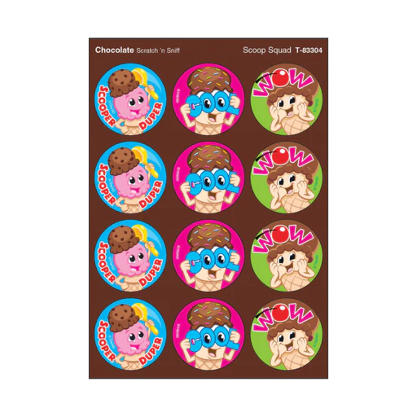 TREND ENTERPRISES INC Scoop Squad, Chocolate scent Scratch 'n Sniff Stinky Stickers® – Large Round