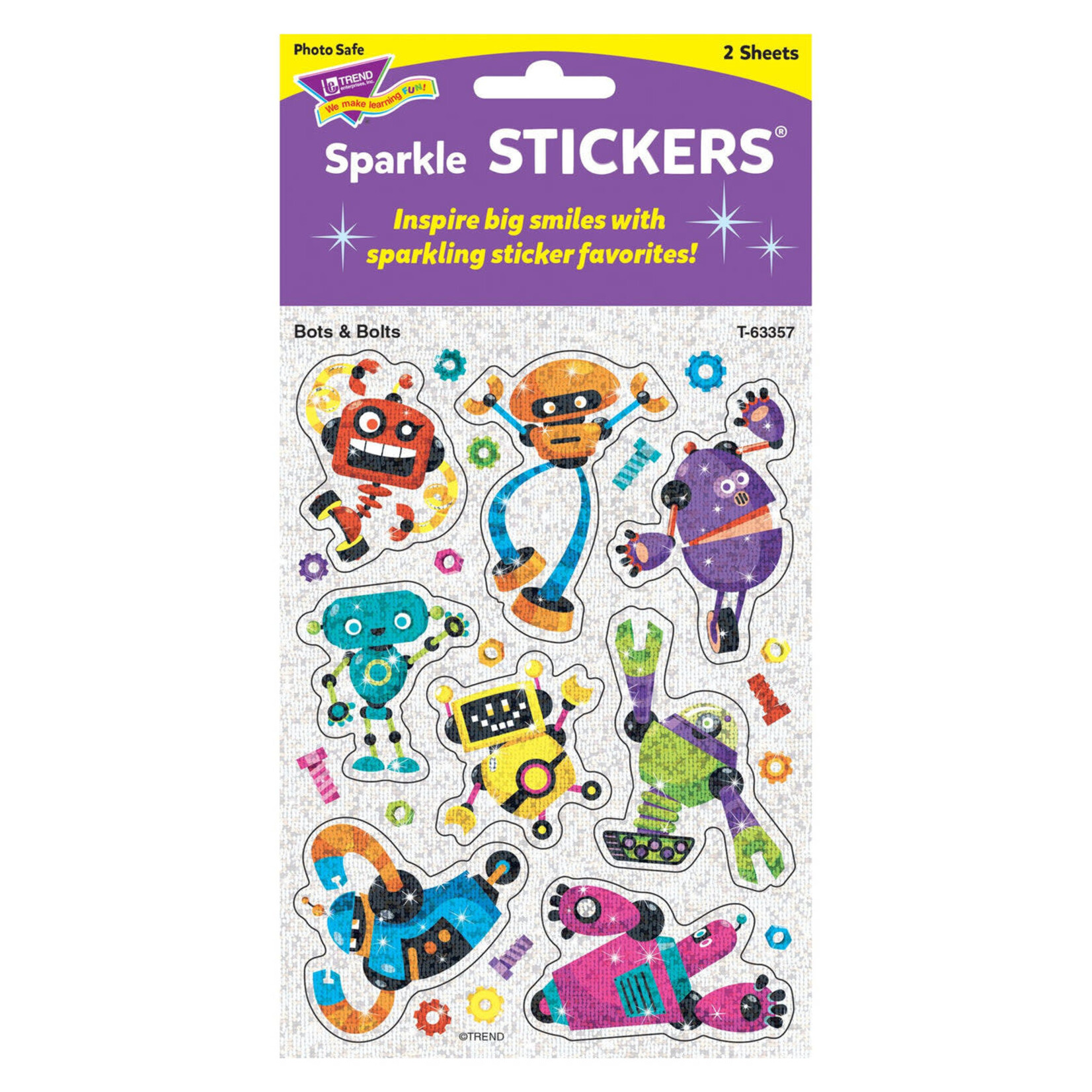 TREND ENTERPRISES INC Bots & Bolts Sparkle Stickers® – Large