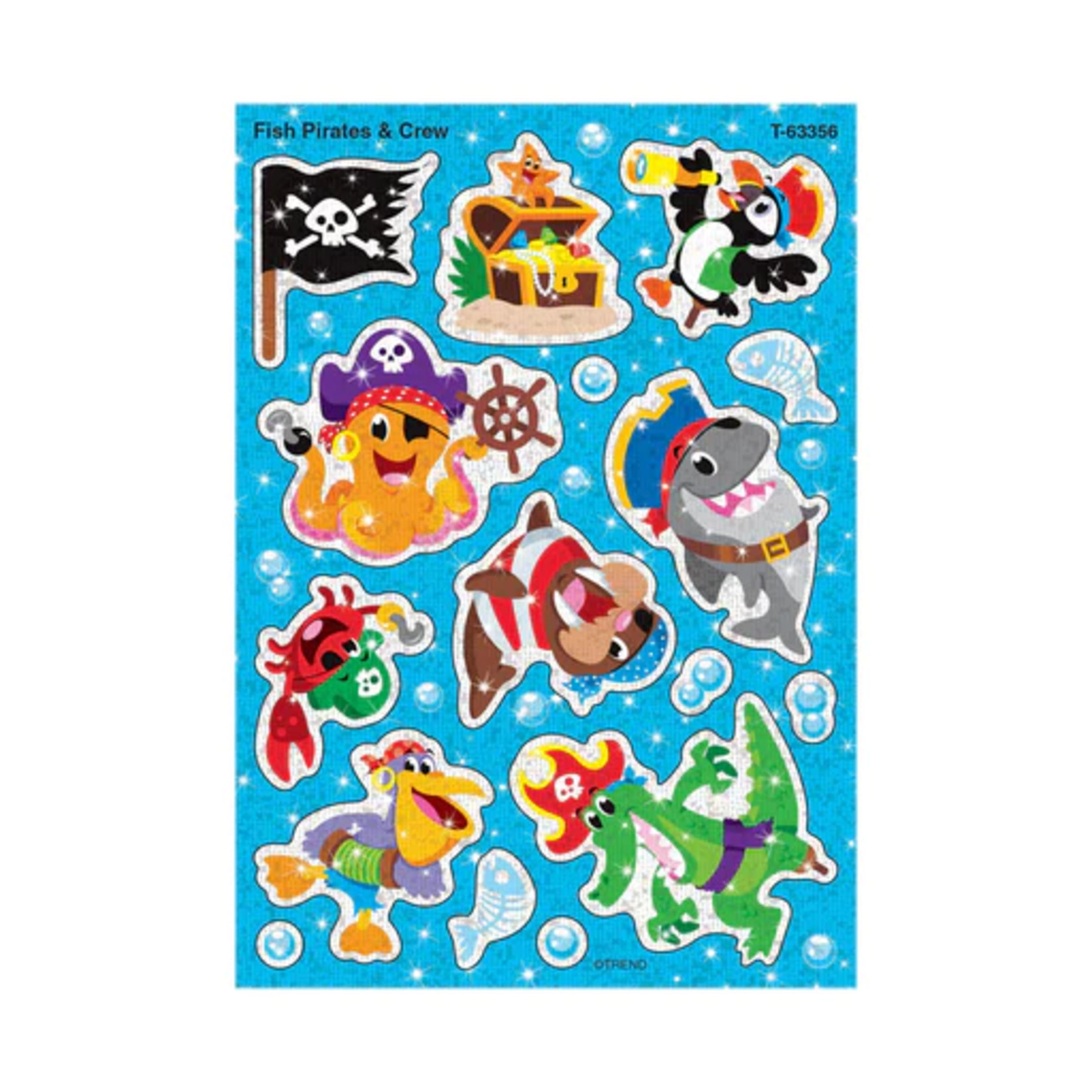 TREND ENTERPRISES INC Fish Pirates & Crew Sparkle Stickers® – Large