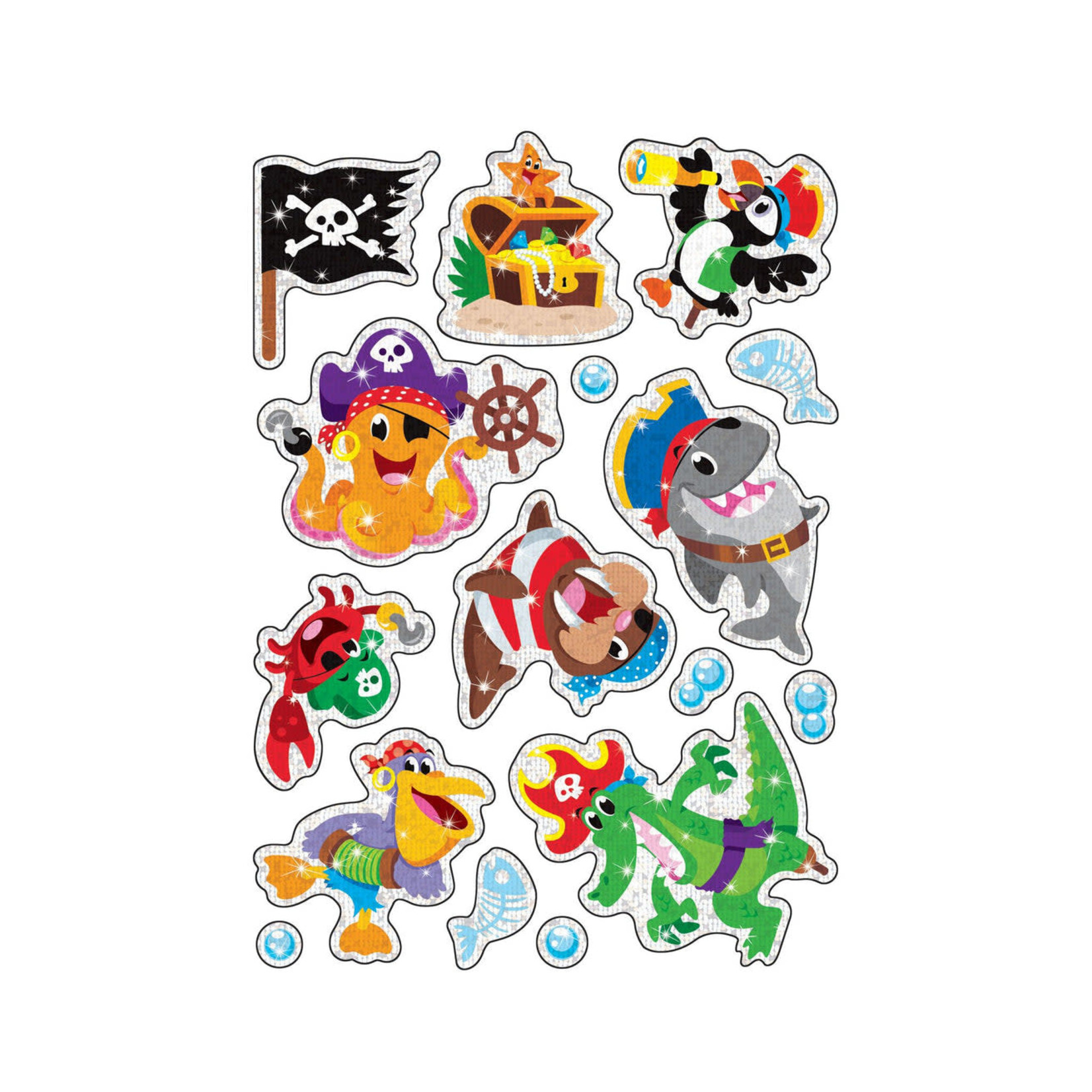 TREND ENTERPRISES INC Fish Pirates & Crew Sparkle Stickers® – Large