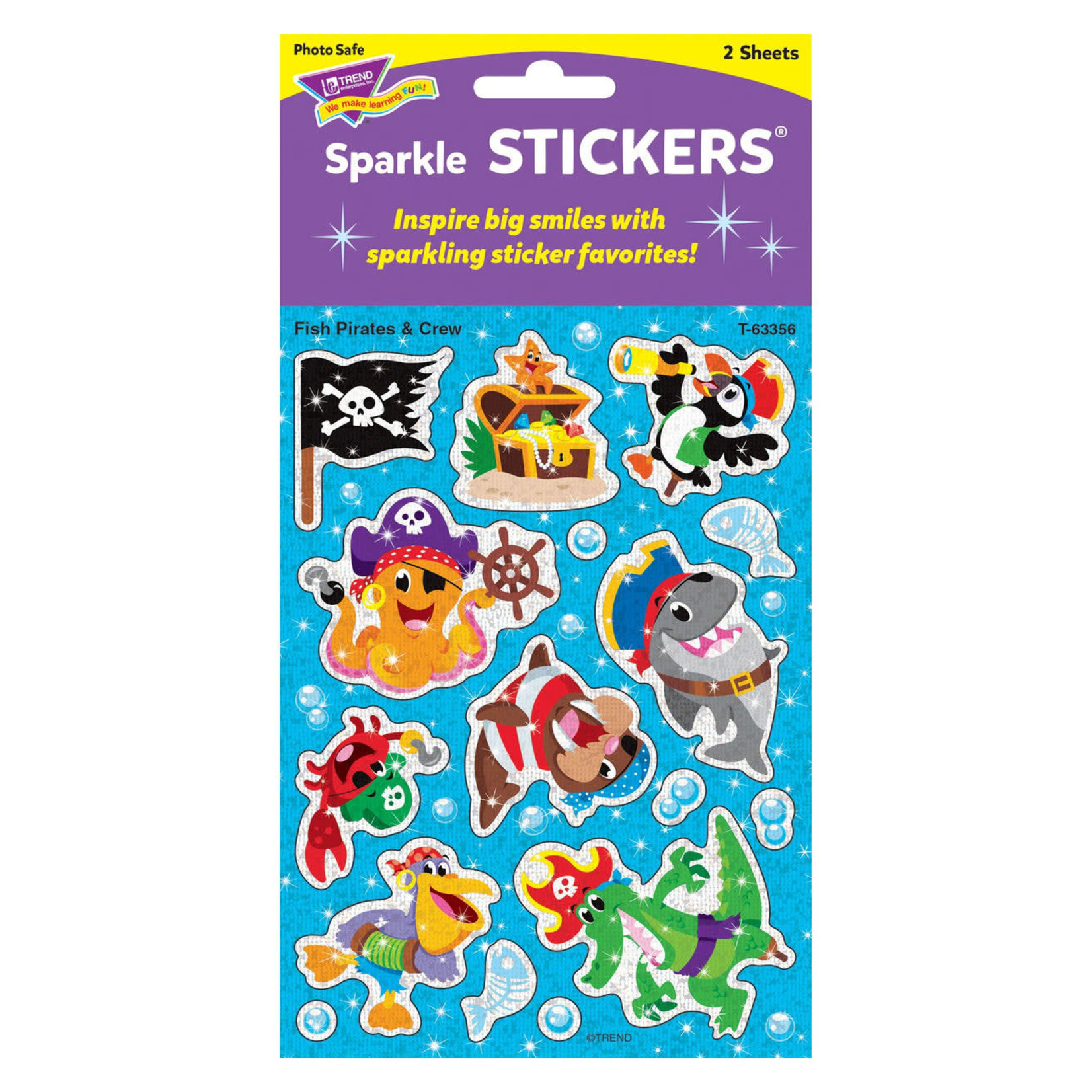 TREND ENTERPRISES INC Fish Pirates & Crew Sparkle Stickers® – Large