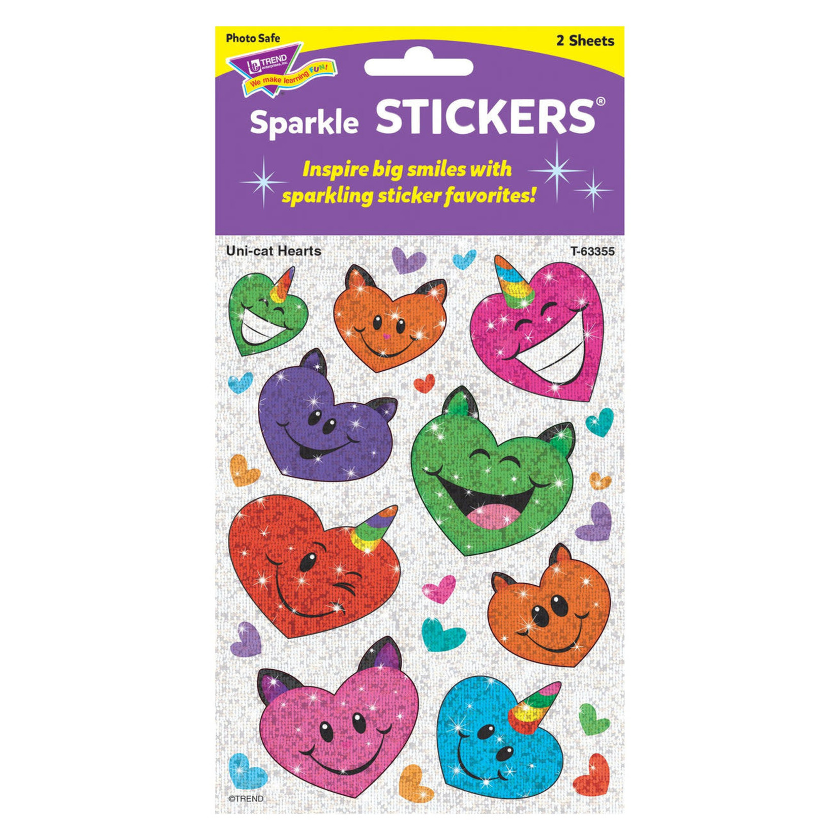TREND ENTERPRISES INC Uni-cat Hearts Sparkle Stickers® – Large