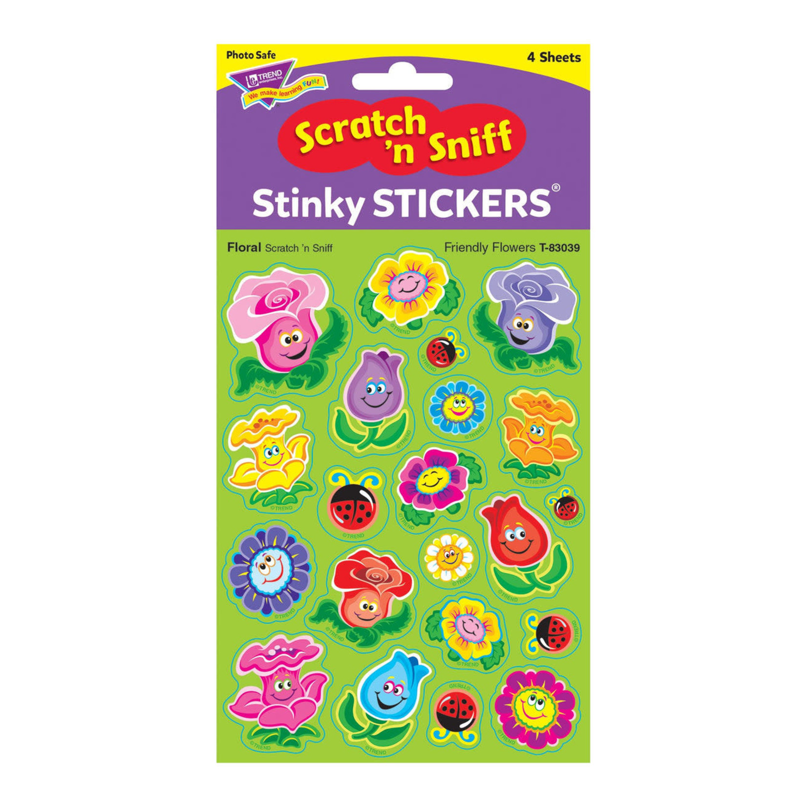 TREND ENTERPRISES INC Friendly Flowers, Floral scent Scratch 'n Sniff Stinky Stickers® – Mixed Shapes