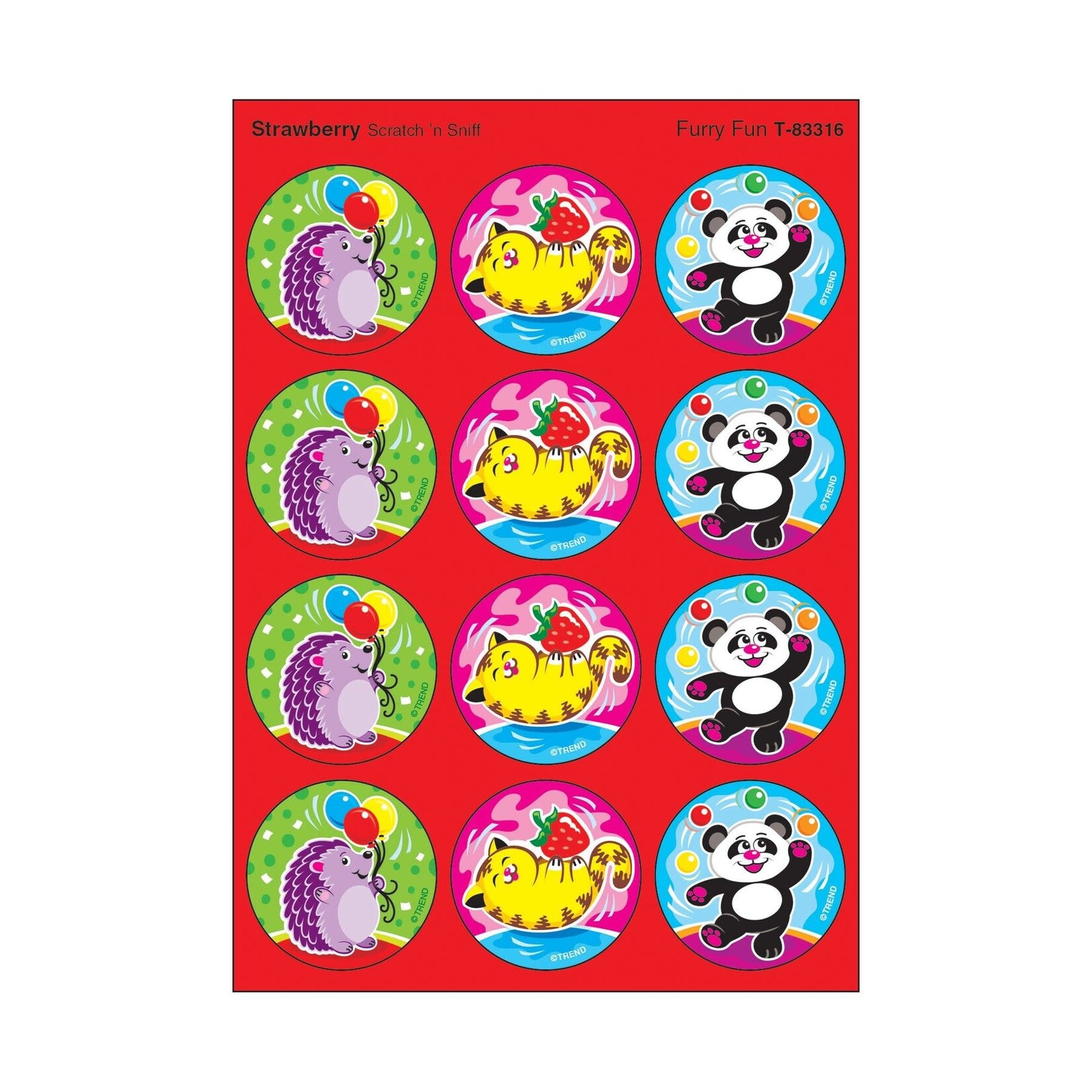 TREND ENTERPRISES INC Furry Fun, Strawberry scent Scratch 'n Sniff Stinky Stickers® – Large Round
