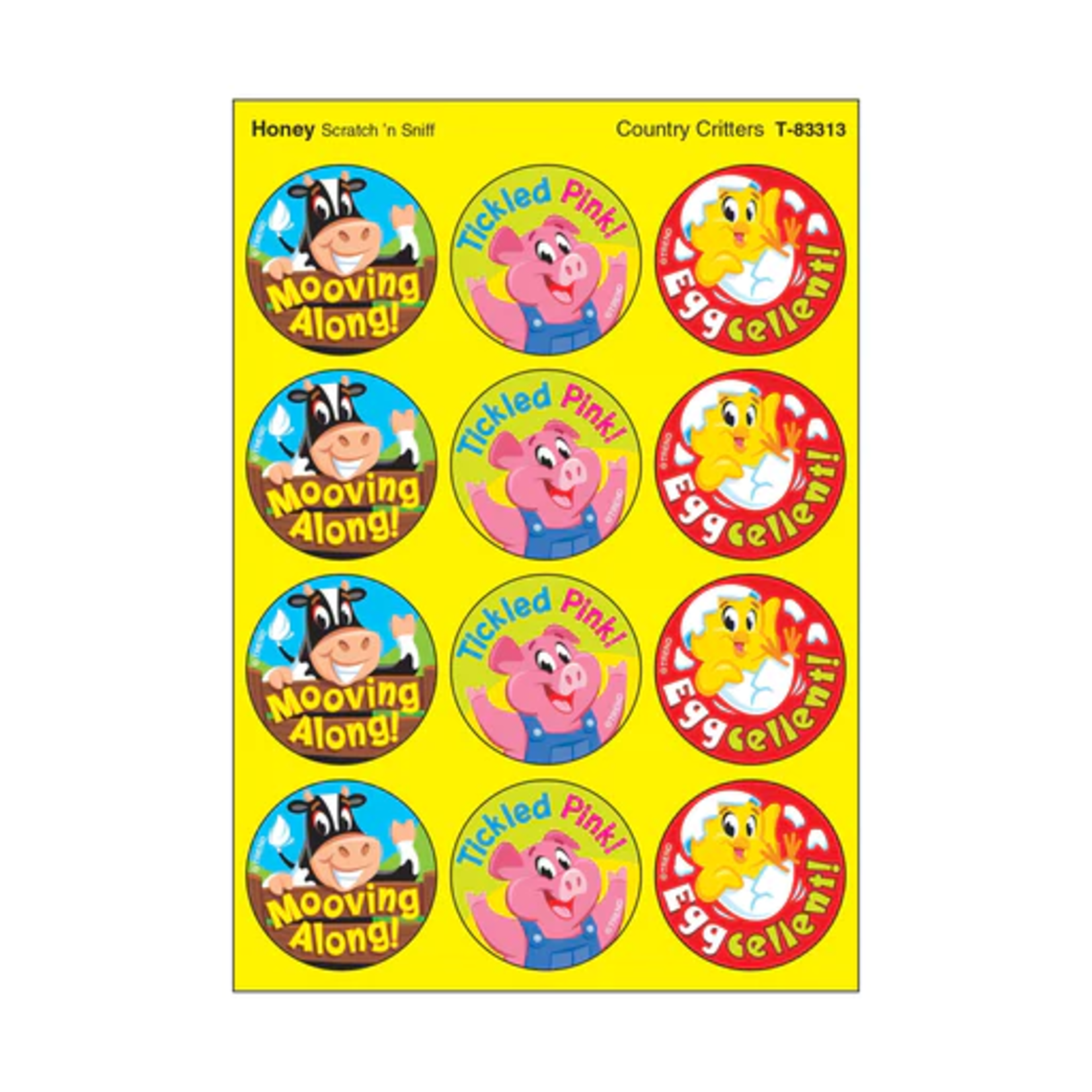 TREND ENTERPRISES INC Country Critters, Honey scent Scratch 'n Sniff Stinky Stickers – Large Round