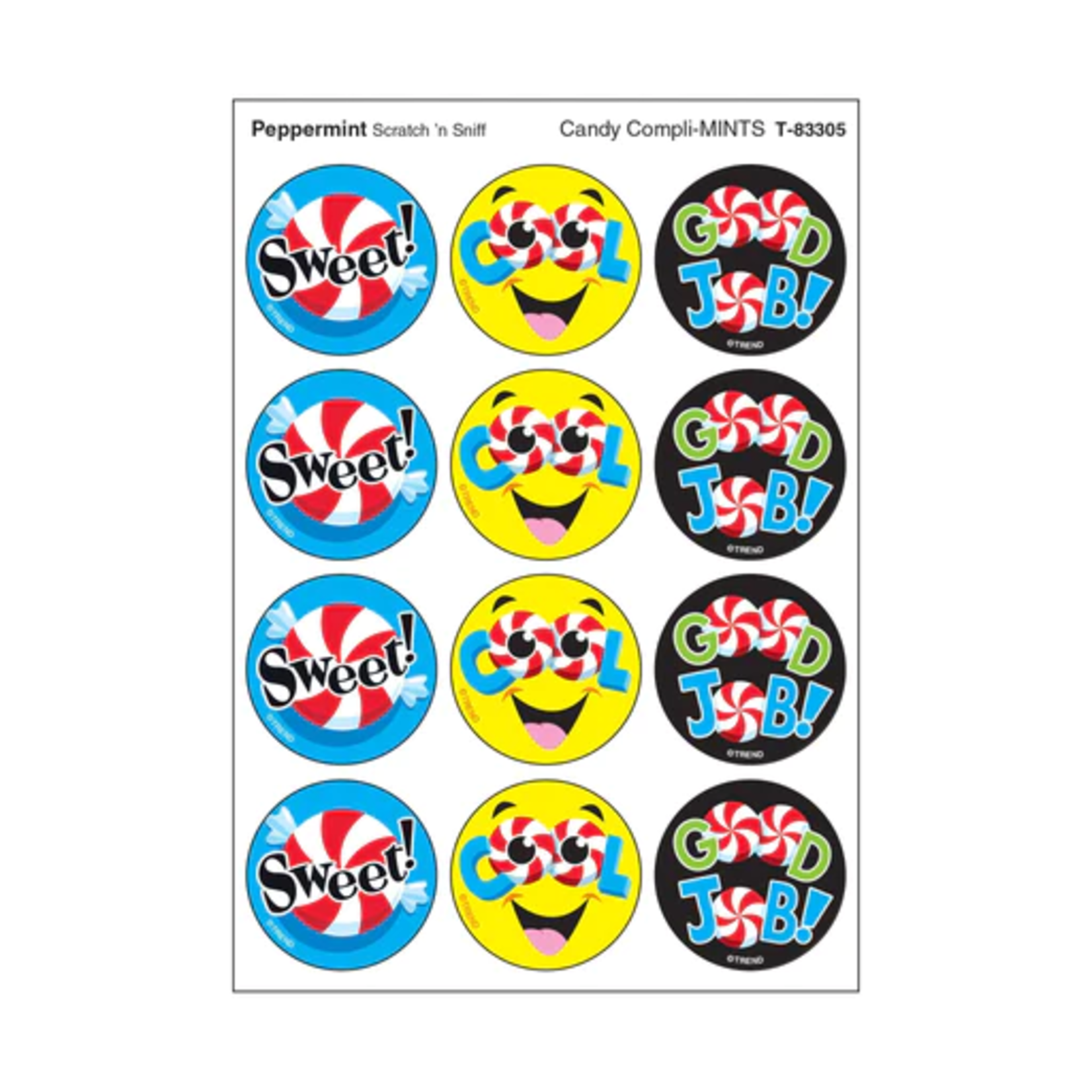 TREND ENTERPRISES INC Candy Compli-MINTS, Peppermint scent Scratch 'n Sniff Stinky Stickers® – Large Round