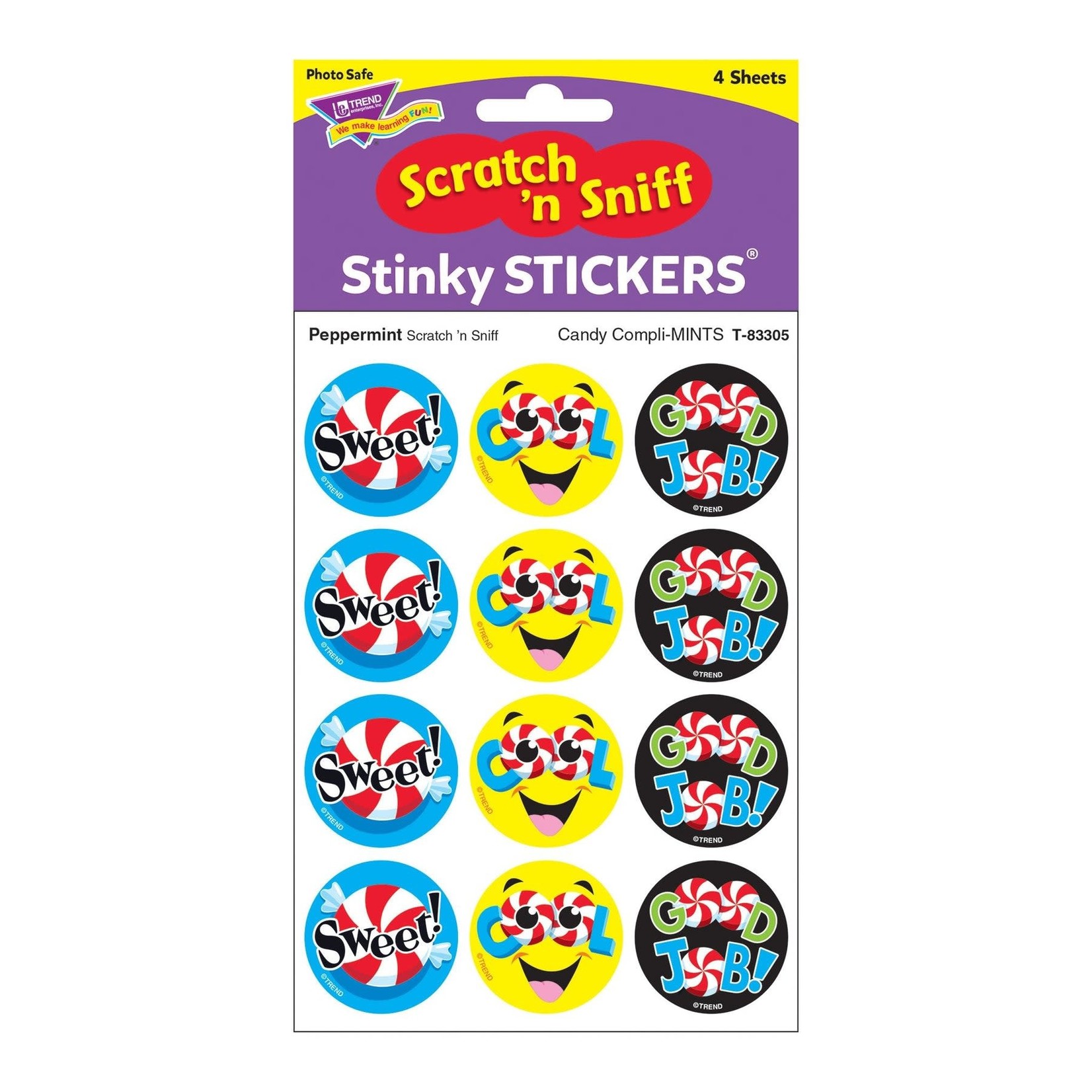 TREND ENTERPRISES INC Candy Compli-MINTS, Peppermint scent Scratch 'n Sniff Stinky Stickers® – Large Round