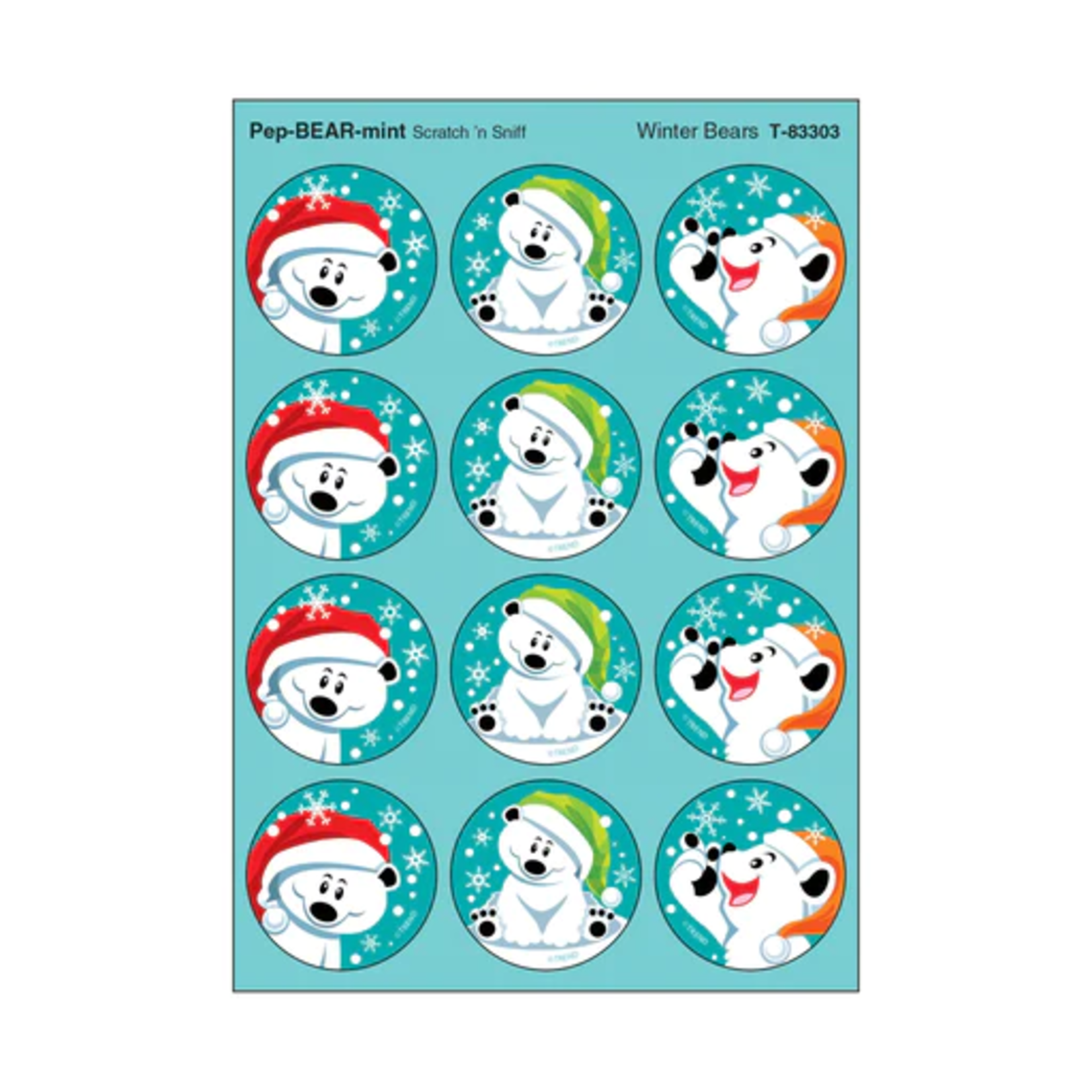 TREND ENTERPRISES INC Winter Bears, Pep-BEAR-mint scent Scratch 'n Sniff Stinky Stickers® – Large Round
