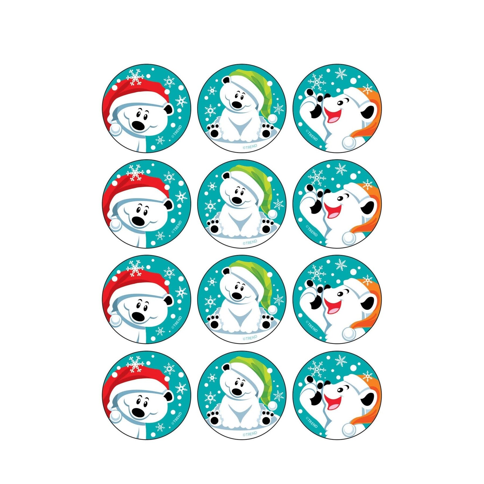 TREND ENTERPRISES INC Winter Bears, Pep-BEAR-mint scent Scratch 'n Sniff Stinky Stickers® – Large Round