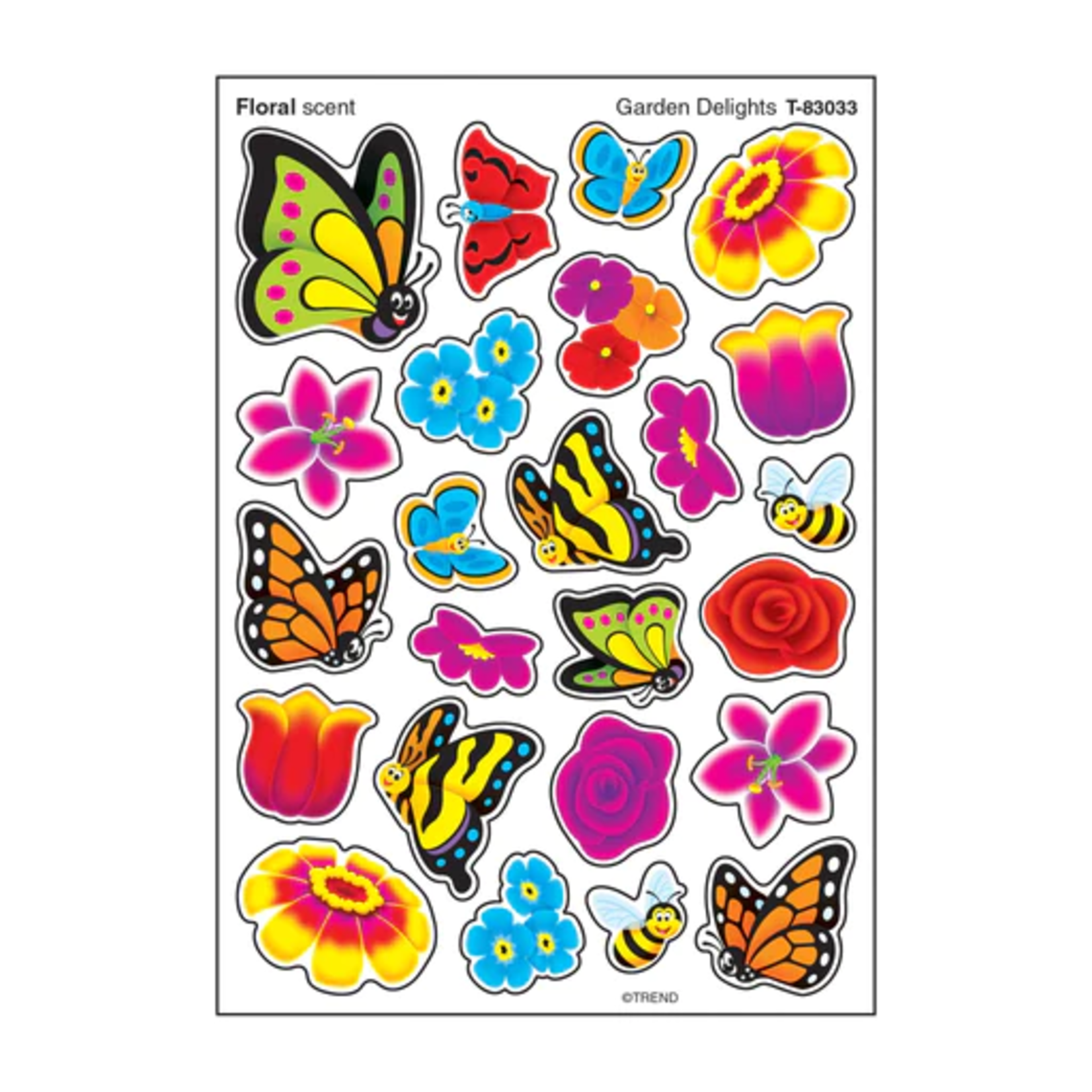 TREND ENTERPRISES INC Garden Delights, Floral scent Scratch 'n Sniff Stinky Stickers® – Mixed Shapes