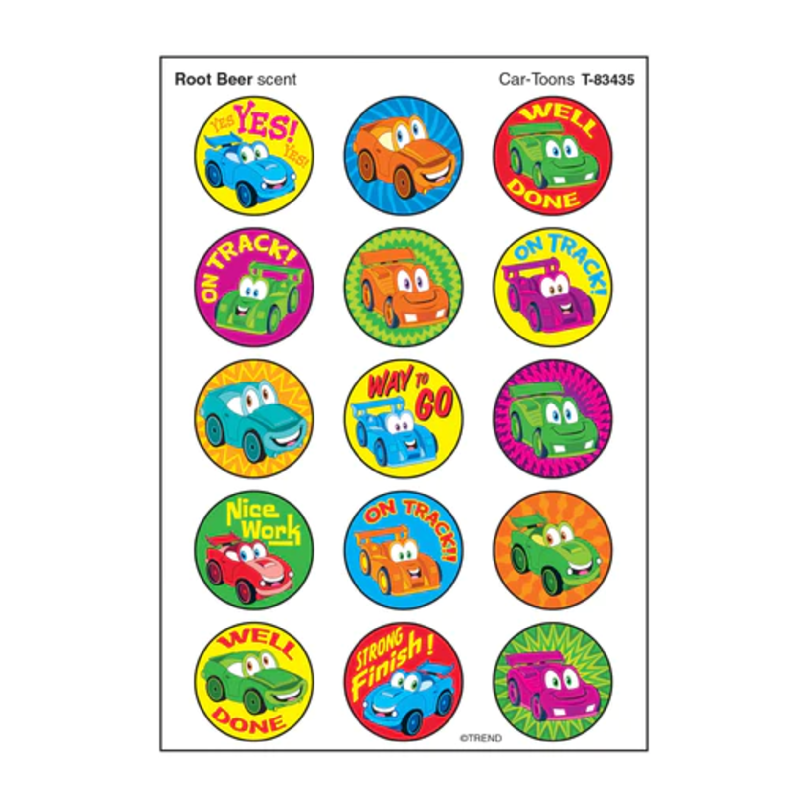 TREND ENTERPRISES INC Car-Toons, Root Beer scent Scratch 'n Sniff Stinky Stickers® – Large Round