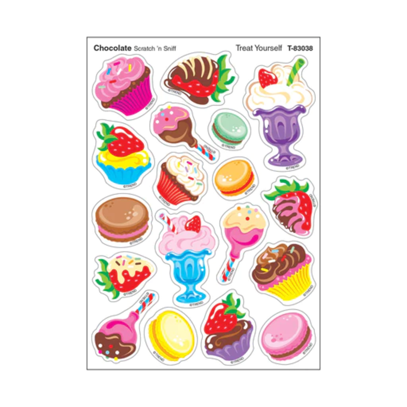 TREND ENTERPRISES INC Treat Yourself, Chocolate scent Scratch 'n Sniff Stinky Stickers – Mixed Shapes