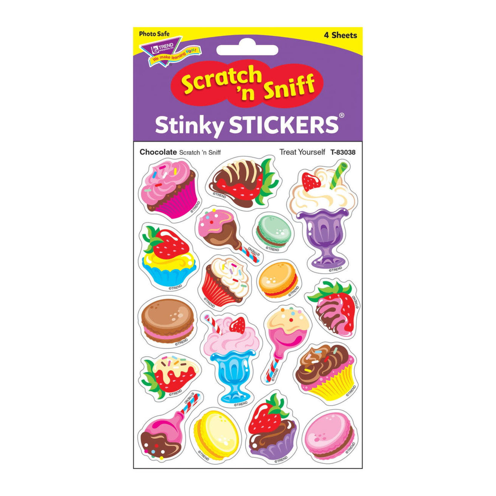 TREND ENTERPRISES INC Treat Yourself, Chocolate scent Scratch 'n Sniff Stinky Stickers – Mixed Shapes