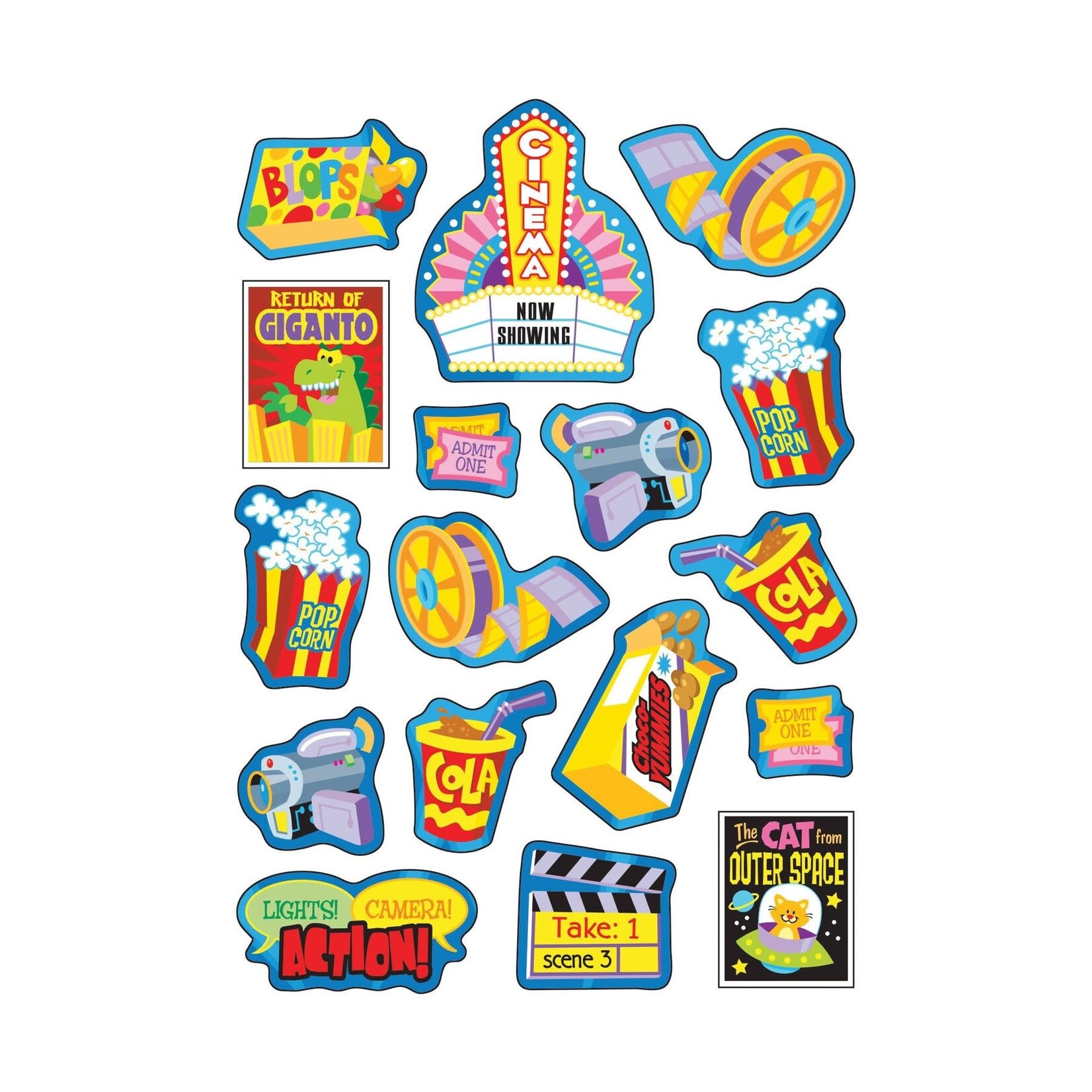 TREND ENTERPRISES INC Marvelous Movies, Cola scent Scratch 'n Sniff Stinky Stickers® – Mixed Shapes