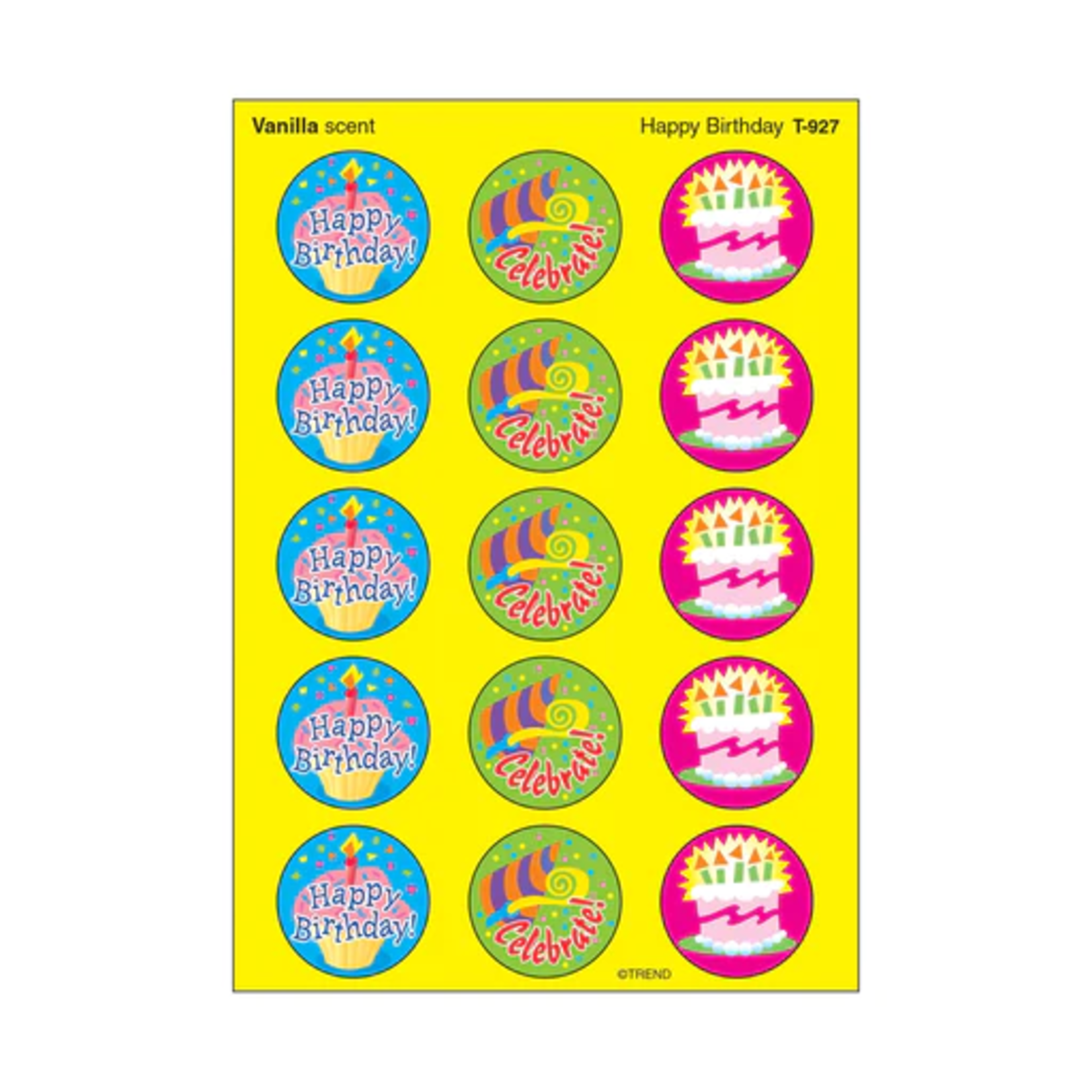 TREND ENTERPRISES INC Happy Birthday, Vanilla scent Scratch 'n Sniff Stinky Stickers® – Large Round