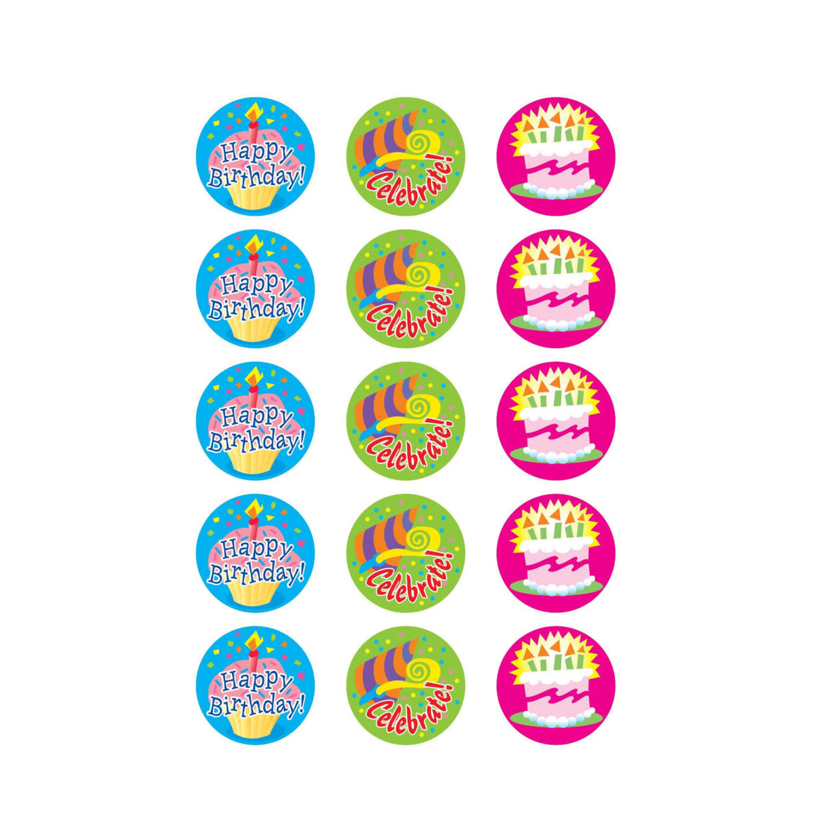 TREND ENTERPRISES INC Happy Birthday, Vanilla scent Scratch 'n Sniff Stinky Stickers® – Large Round