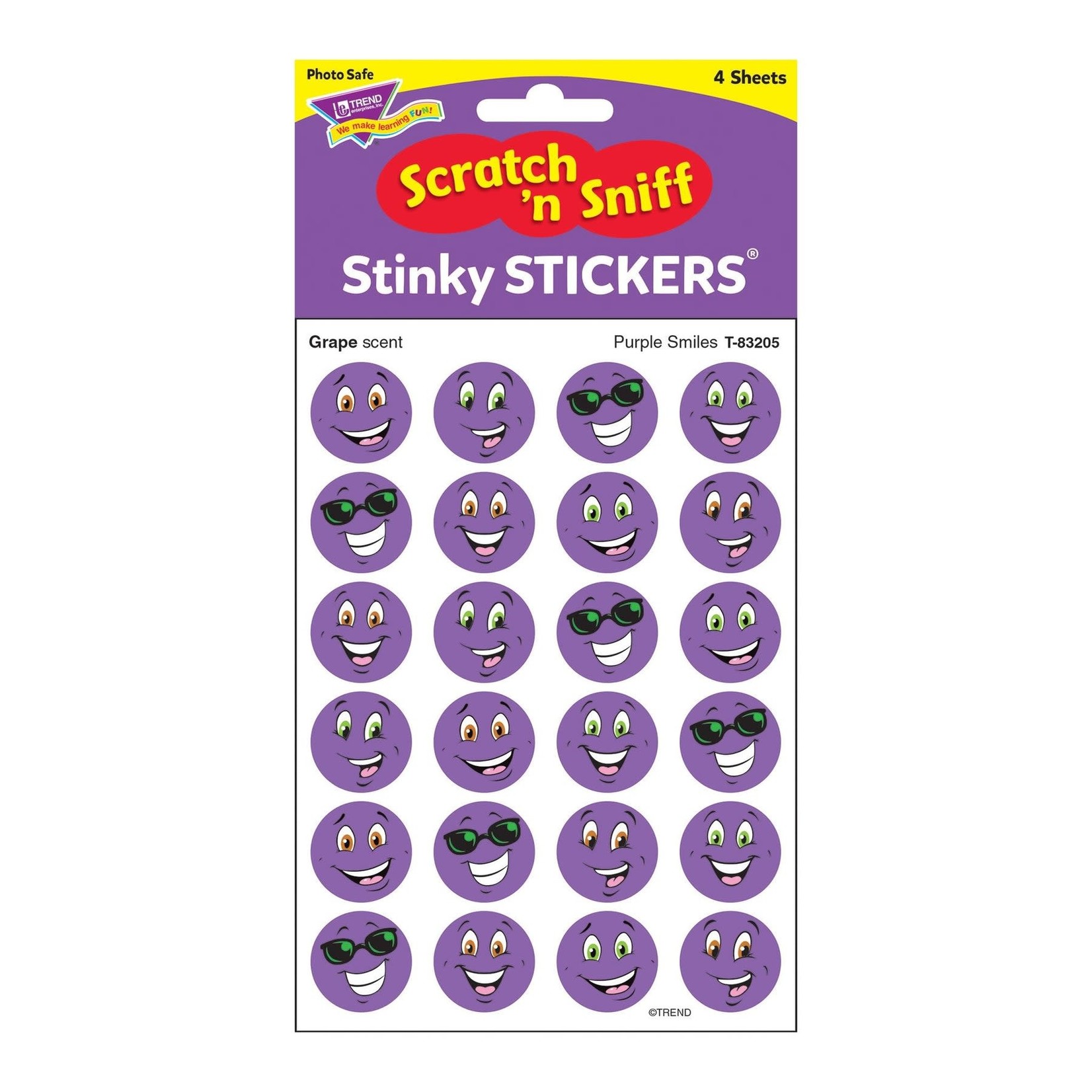 TREND ENTERPRISES INC Purple Smiles, Grape scent Scratch 'n Sniff Stinky Stickers® – Small