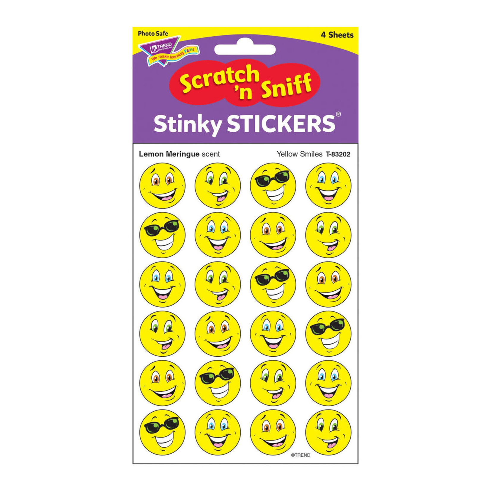 TREND ENTERPRISES INC Yellow Smiles, Lemon Meringue scent Scratch 'n Sniff Stinky Stickers® – Small