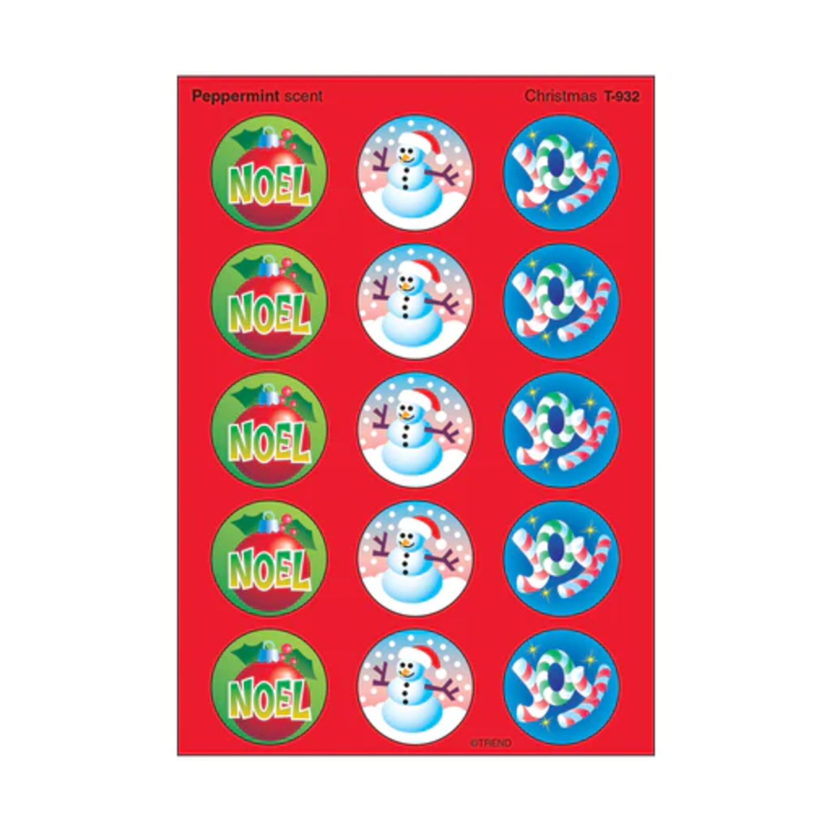 TREND ENTERPRISES INC Christmas, Peppermint scent Scratch 'n Sniff Stinky Stickers® – Large Round