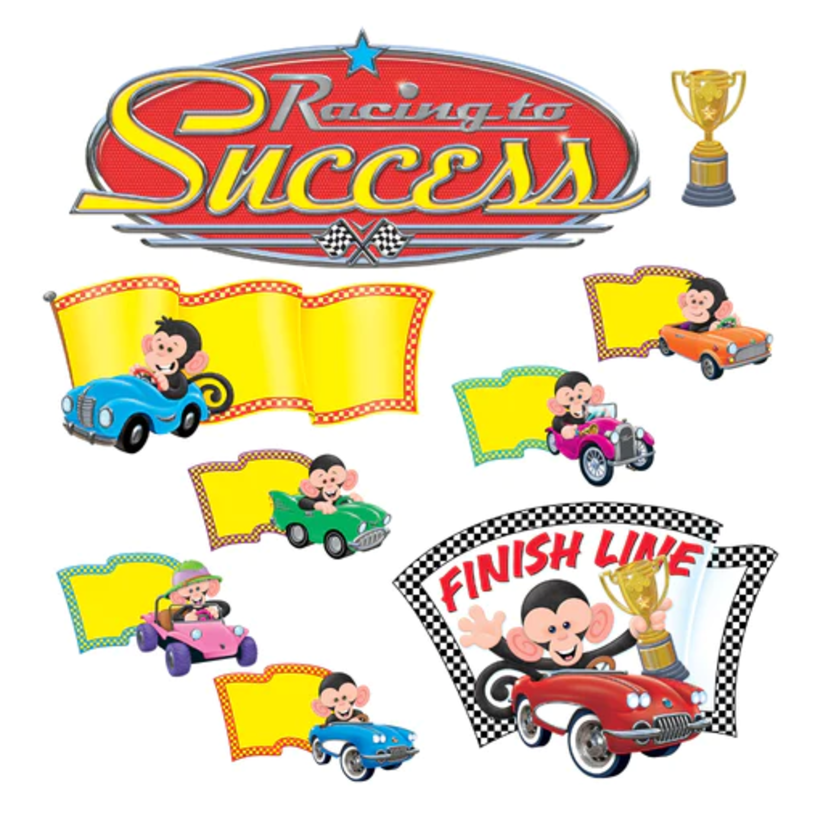 TREND ENTERPRISES INC Monkey Mischief® Racing to Success Bulletin Board Set
