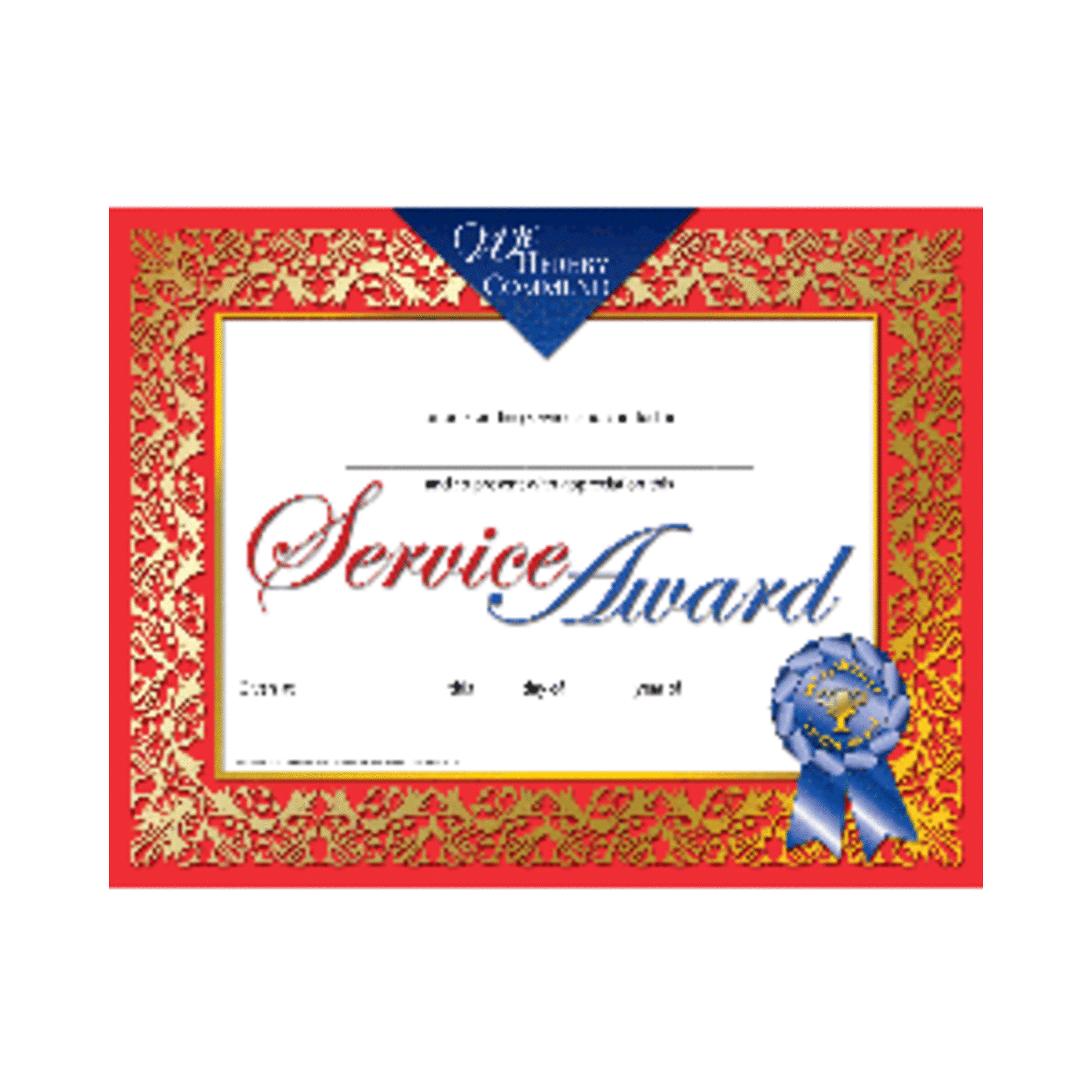 Recognition of Service Award Certificate, 8.5" x 11" - Pack of 30