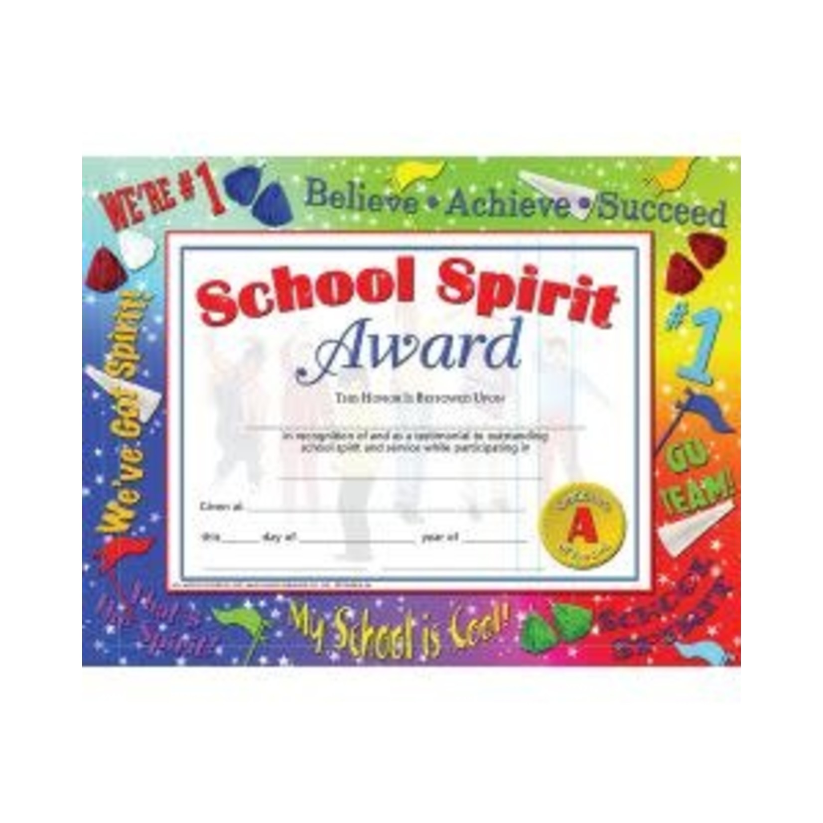 School Spirit Award Certificate, 8.5" x 11" - Pack of 30