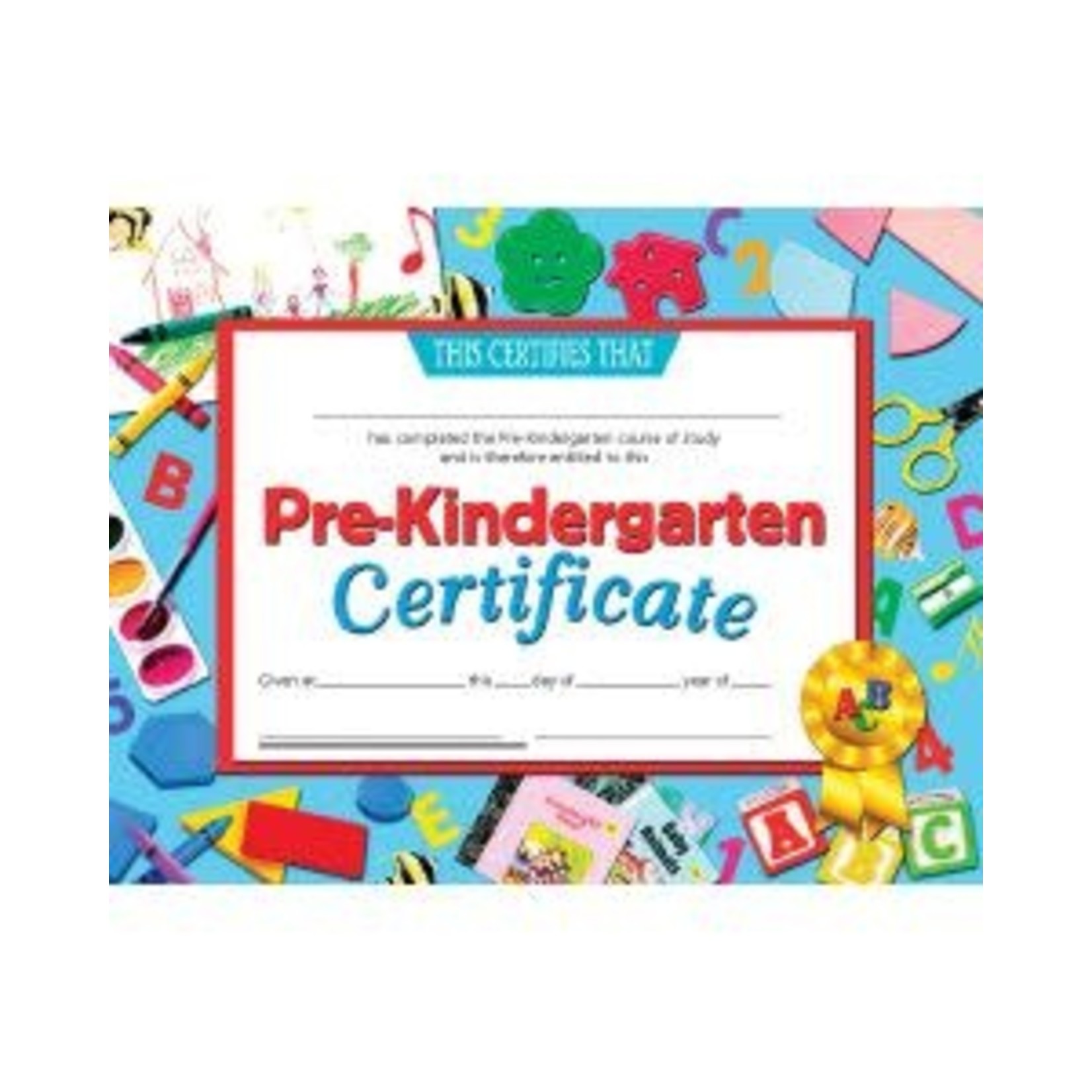 Pre-Kindergarten Certificate, 8.5" x 11" - Pack of 30