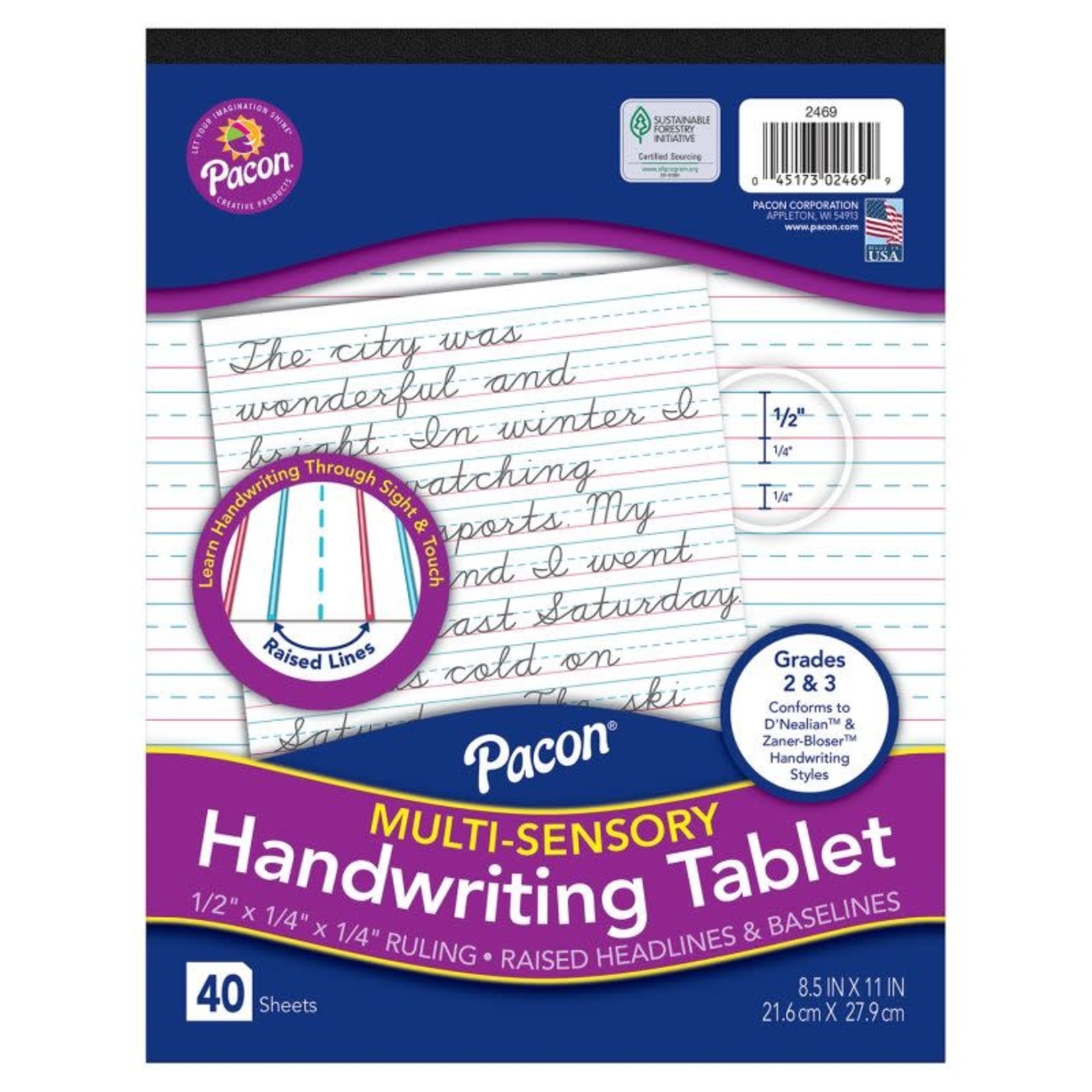 DIXON TICONDEROGA COMPANY Pacon ® Multi-Sensory Raised Ruled Tablet Grade 2-3