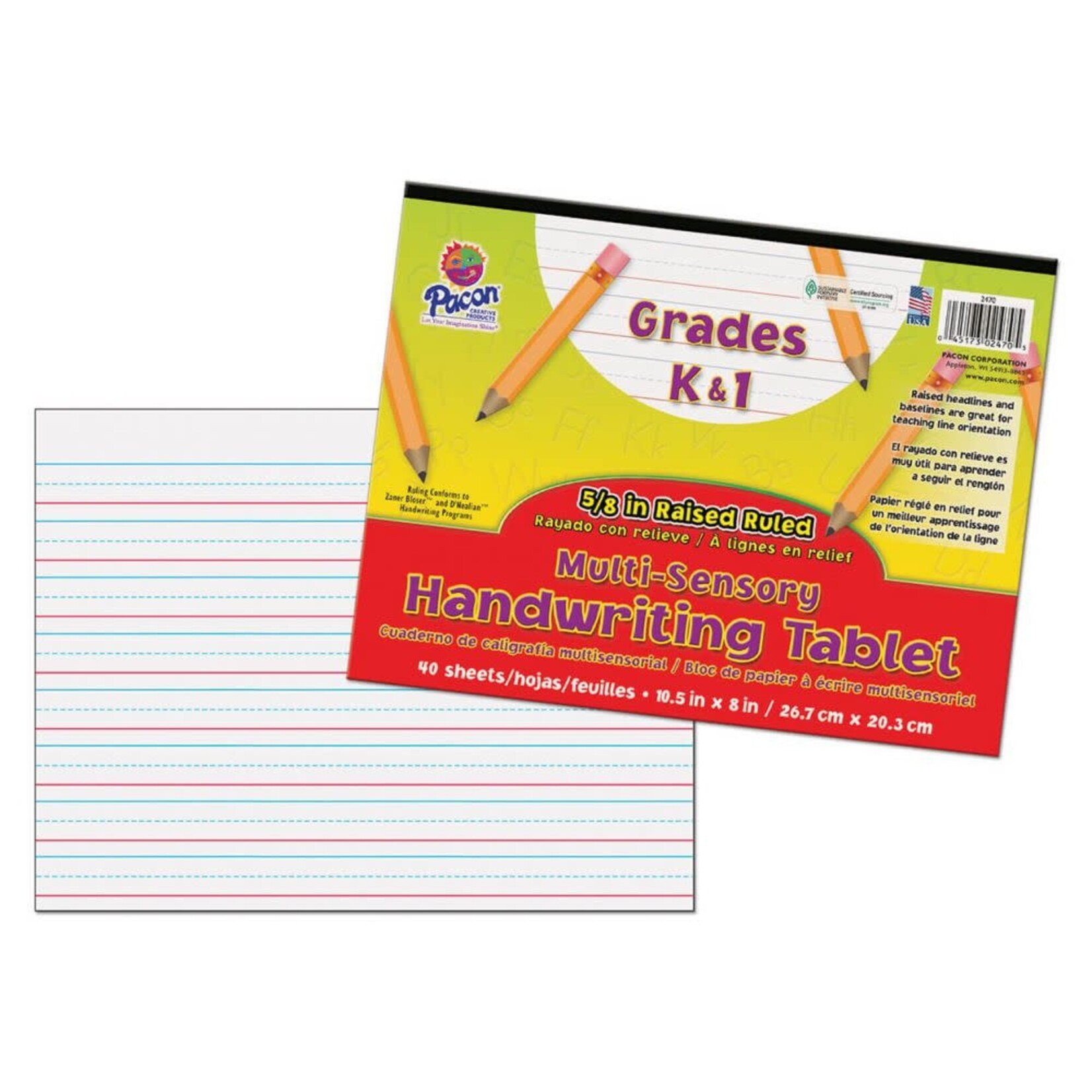 DIXON TICONDEROGA COMPANY Pacon® Multi-Sensory Raised Ruled Tablet Grade K-1