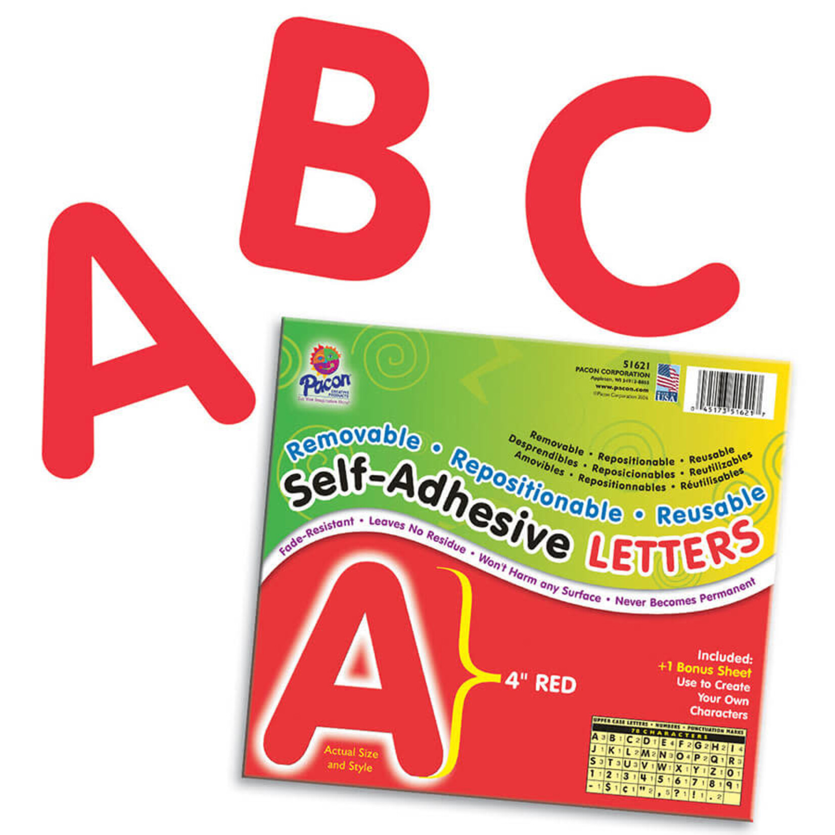 DIXON TICONDEROGA COMPANY Self-Adhesive Letters Red 4"