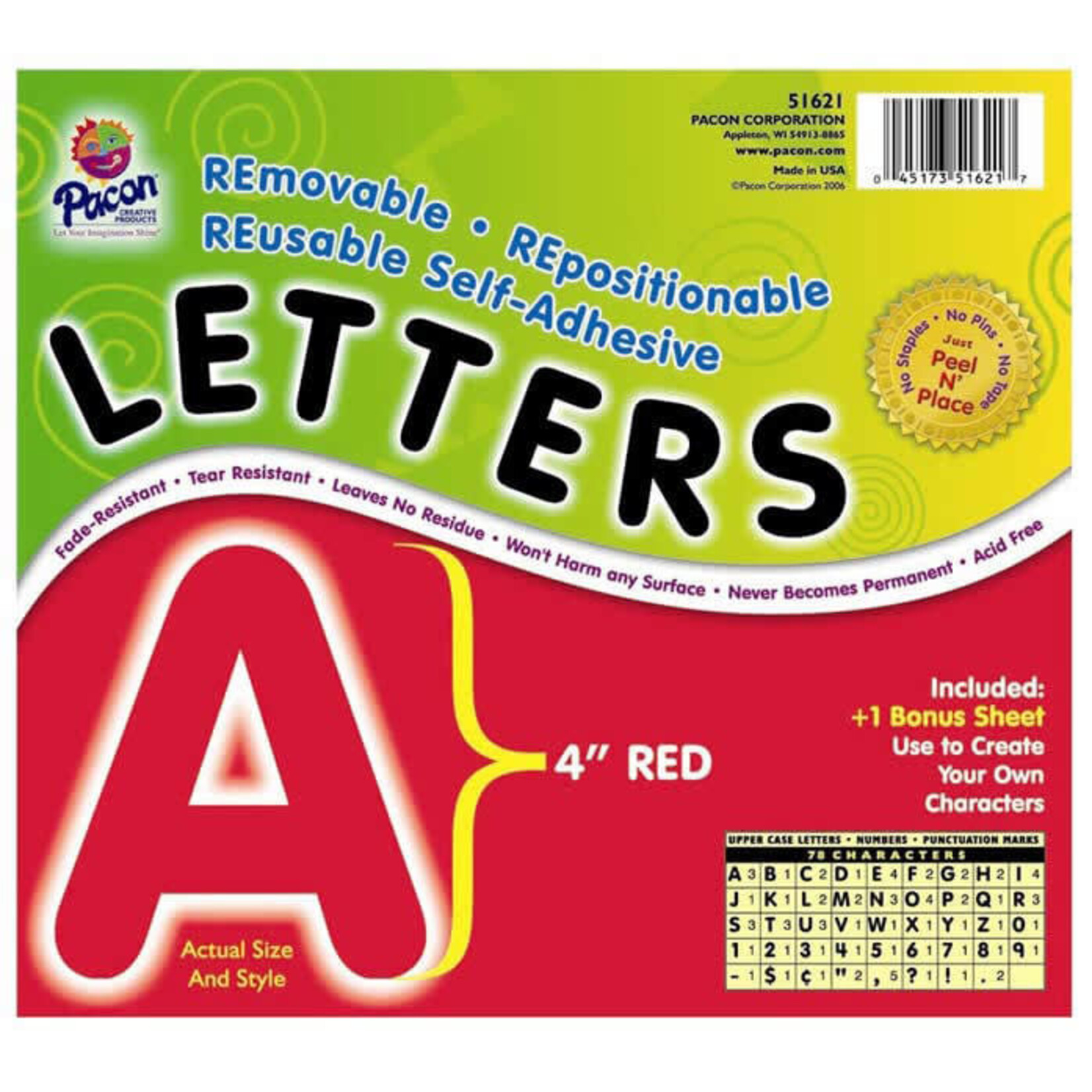DIXON TICONDEROGA COMPANY Self-Adhesive Letters Red 4"