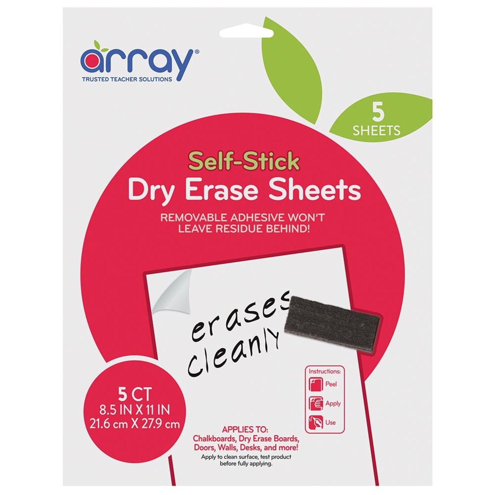DIXON TICONDEROGA COMPANY Array® Dry Erase Sheets, 8-1/2" X 11", Self-Adhesive