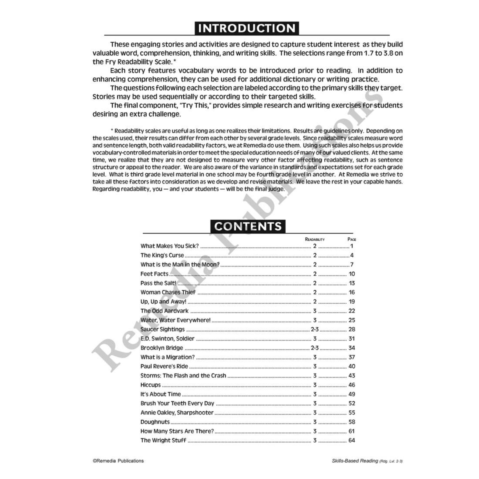 Skills-Based Reading (Reading Level 2-3)