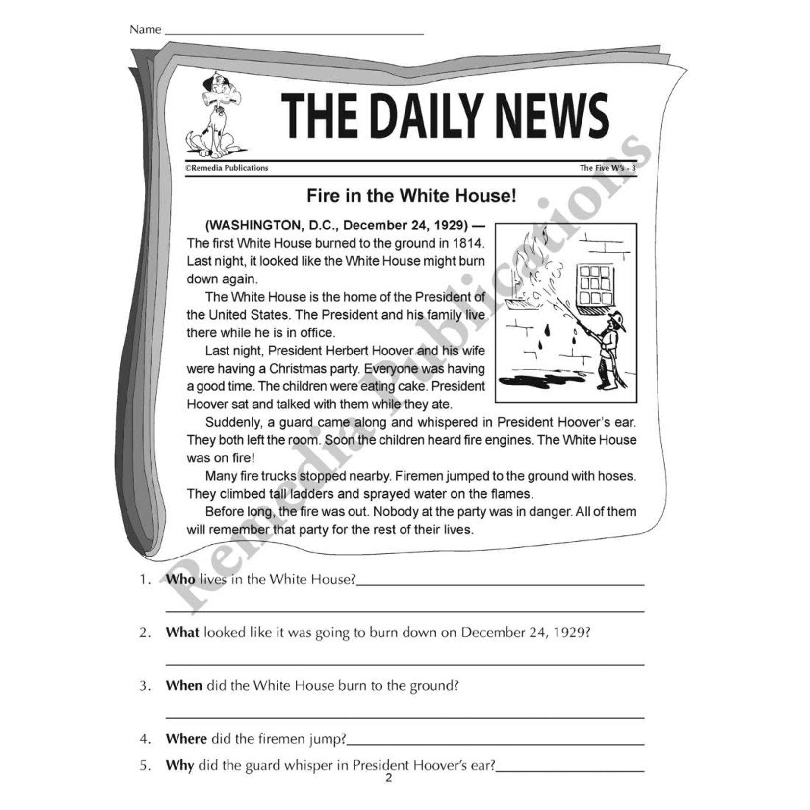 The Five W's (Reading Level 3)