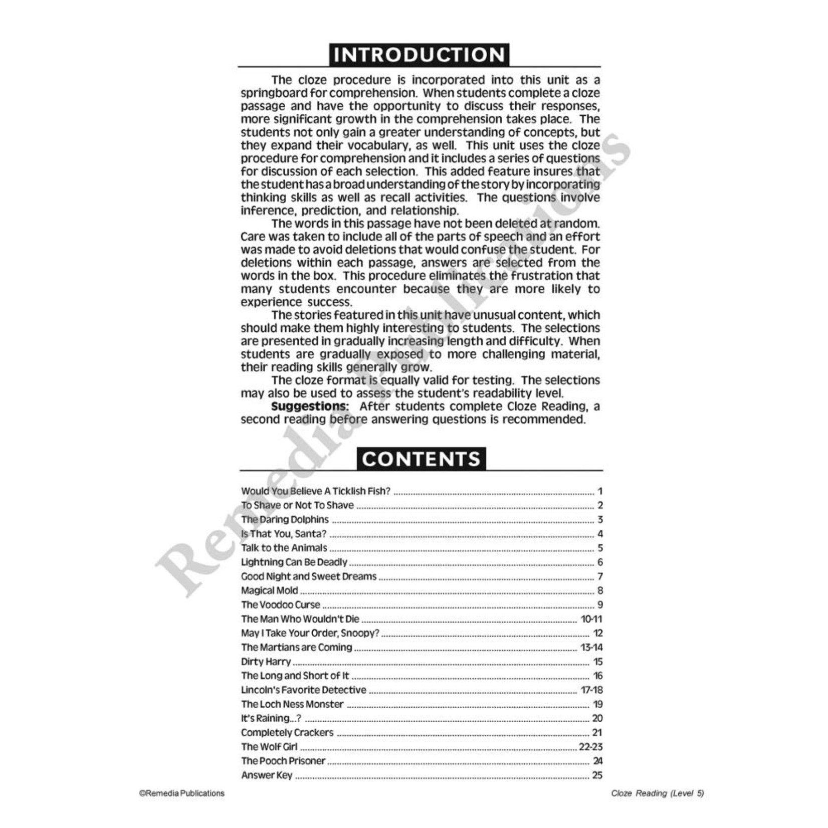Cloze Reading (Rdg. Level 5)