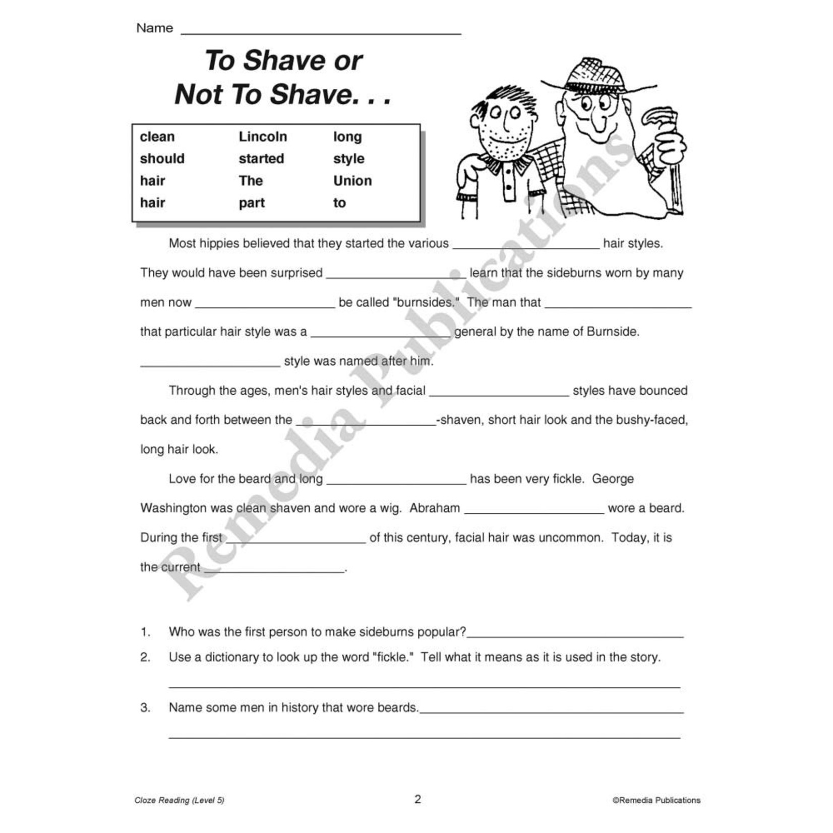 Cloze Reading (Rdg. Level 5)