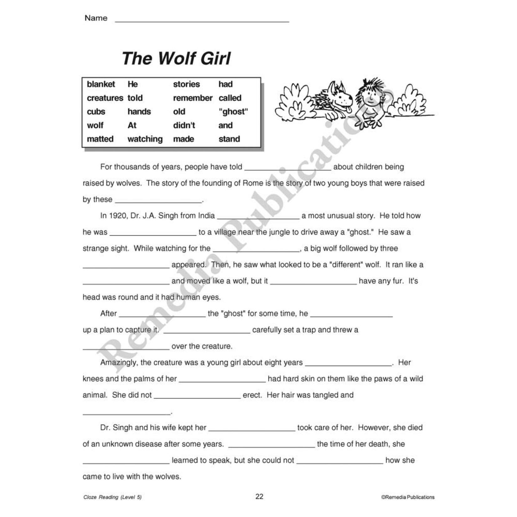 Cloze Reading (Rdg. Level 5)