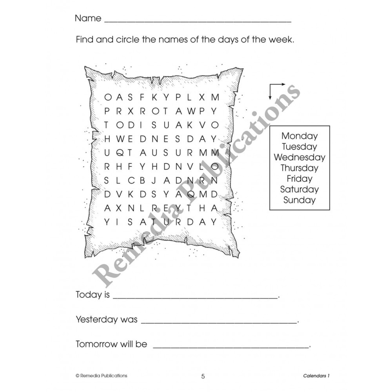 Calendars (Grades 1-3)