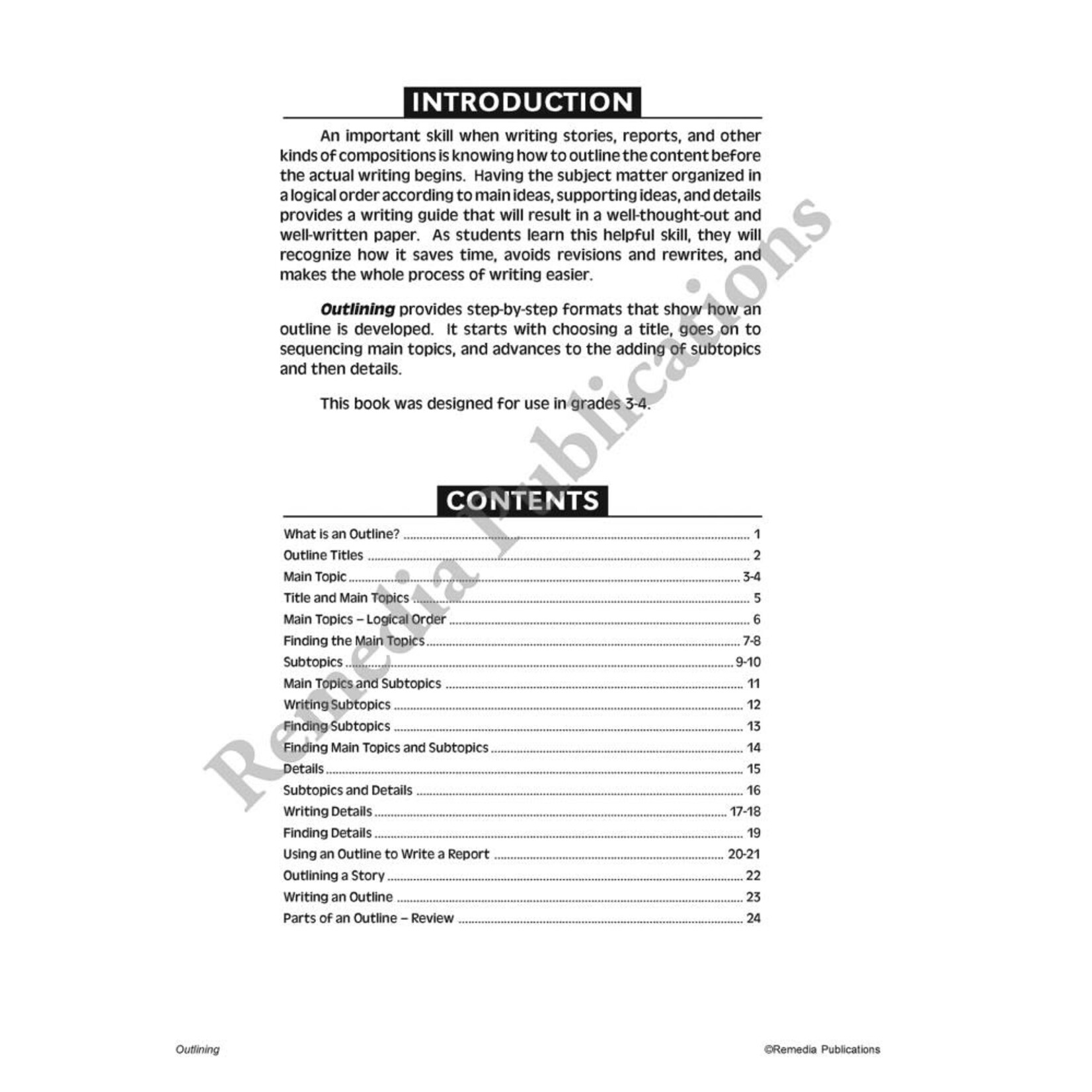 Beginning Outlining Grades 3-4