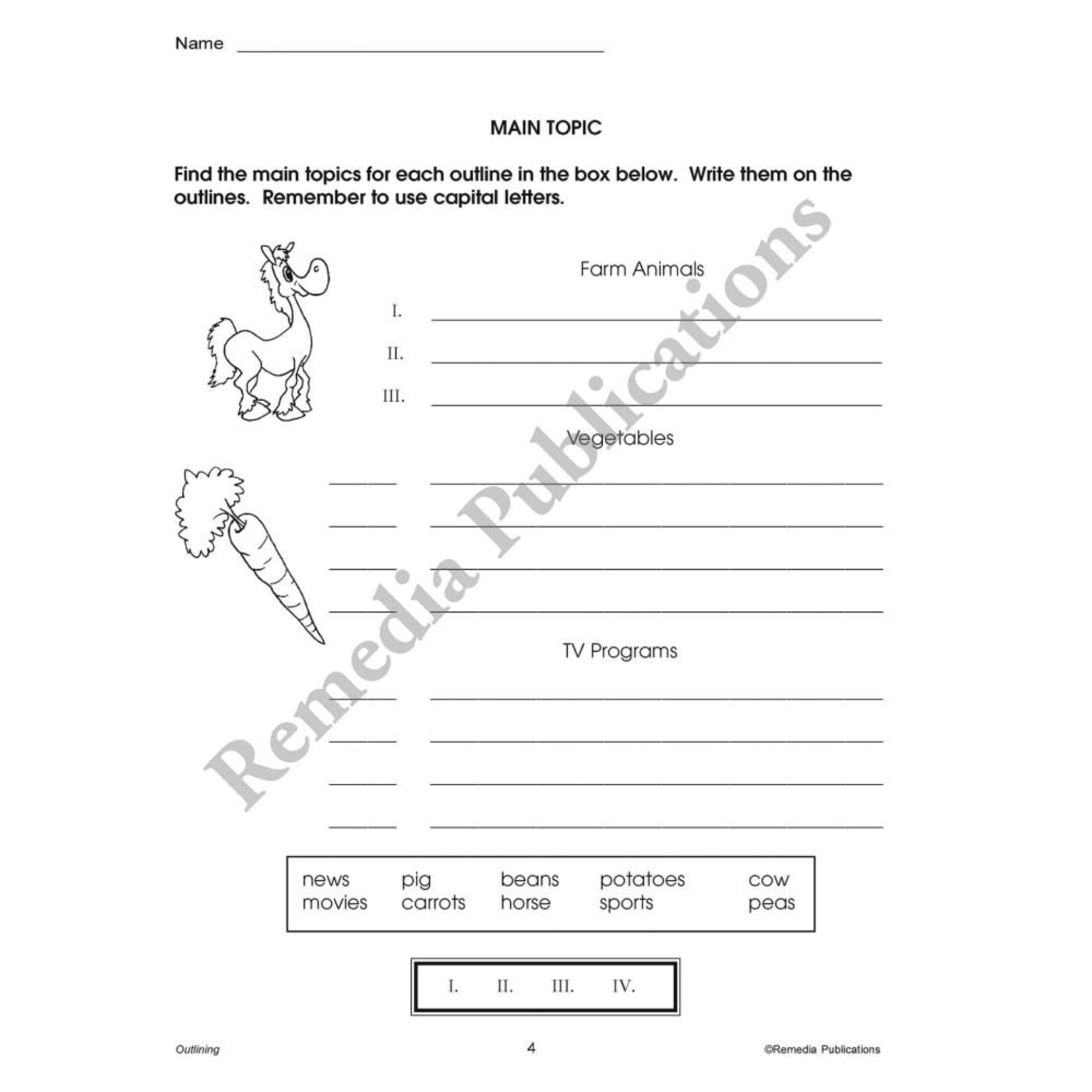 Beginning Outlining Grades 3-4