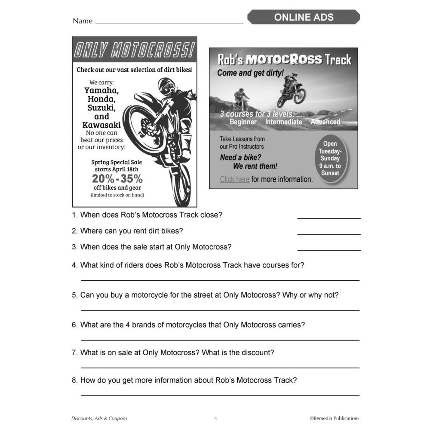Ads & Coupons: Consumer Life Skills Activities