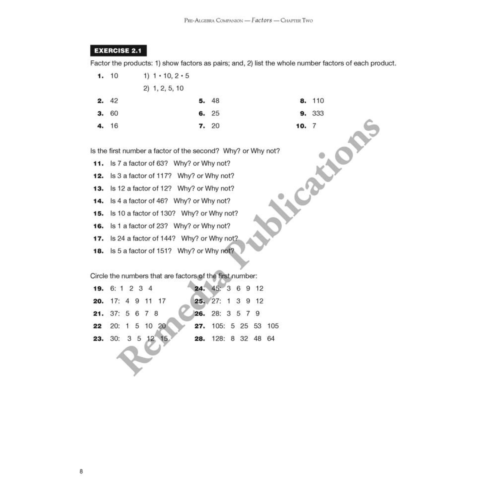 Pre-Algebra Companion: Straight Forward Math Series (Large Edition)