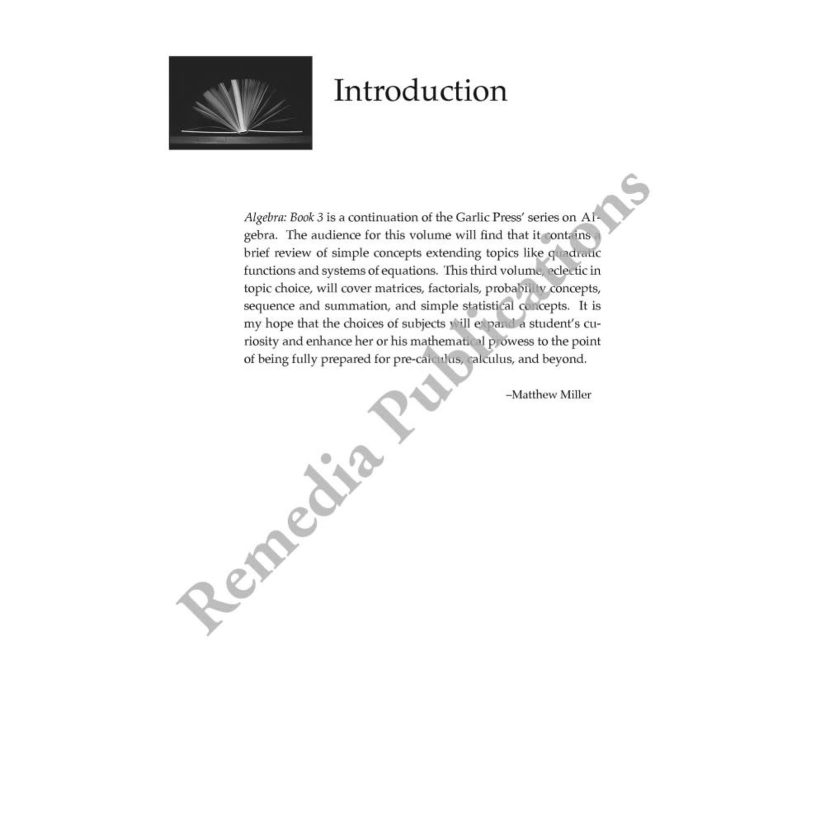 Algebra Book 3: Straight Forward Math Series (Large Edition)