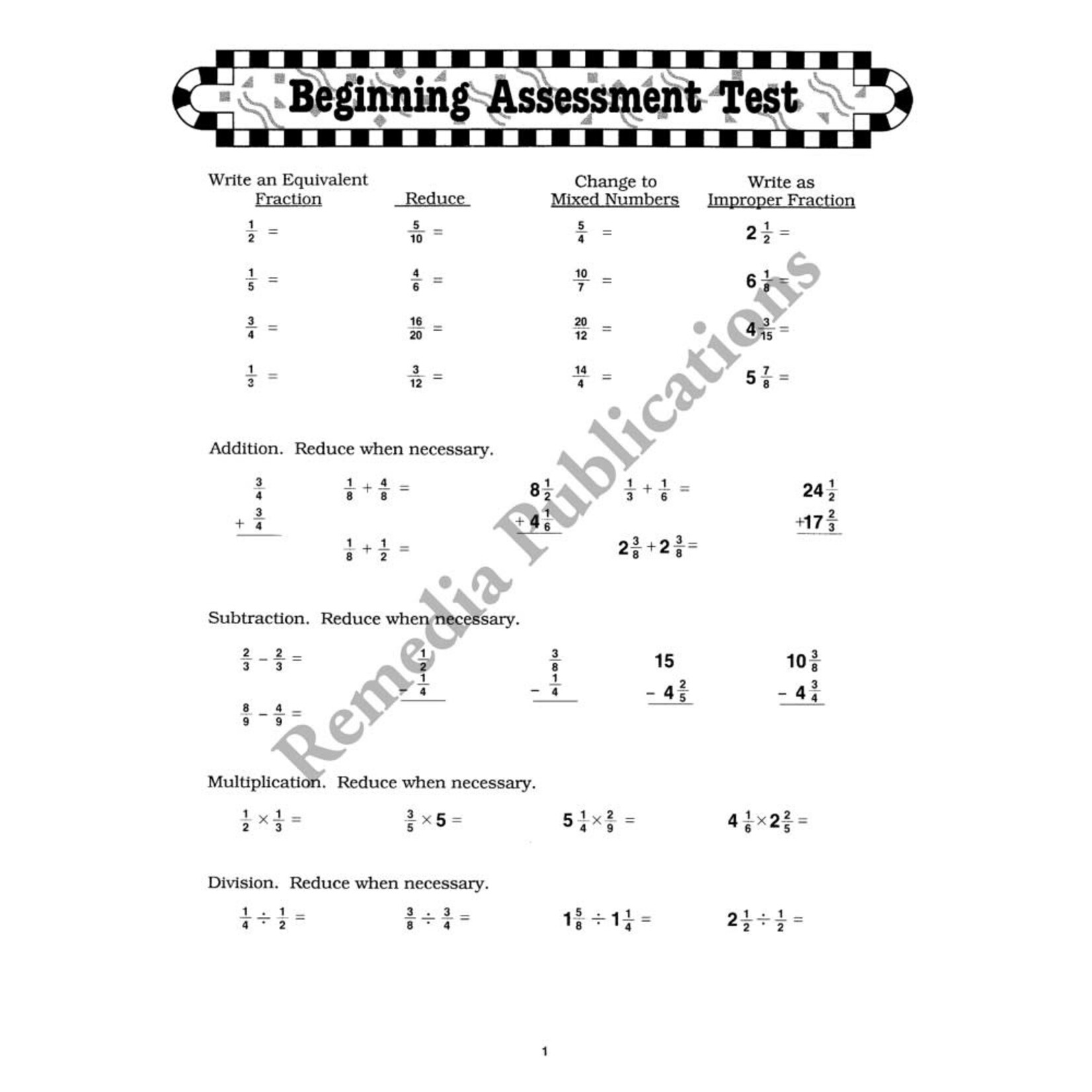 Advanced Fractions: Straight Forward Math Series (Advanced Edition)
