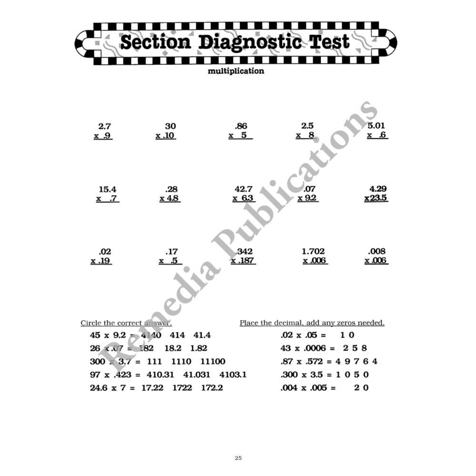 Advanced Decimals: Straight Forward Math Series (Advanced Edition)
