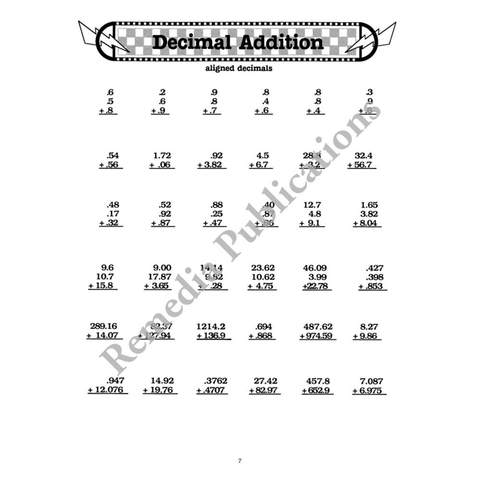 Advanced Decimals: Straight Forward Math Series (Advanced Edition)
