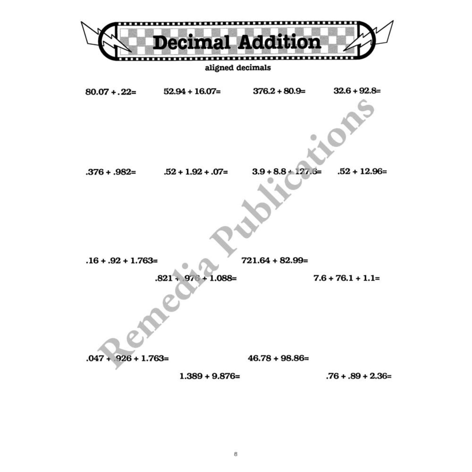 Advanced Decimals: Straight Forward Math Series (Advanced Edition)