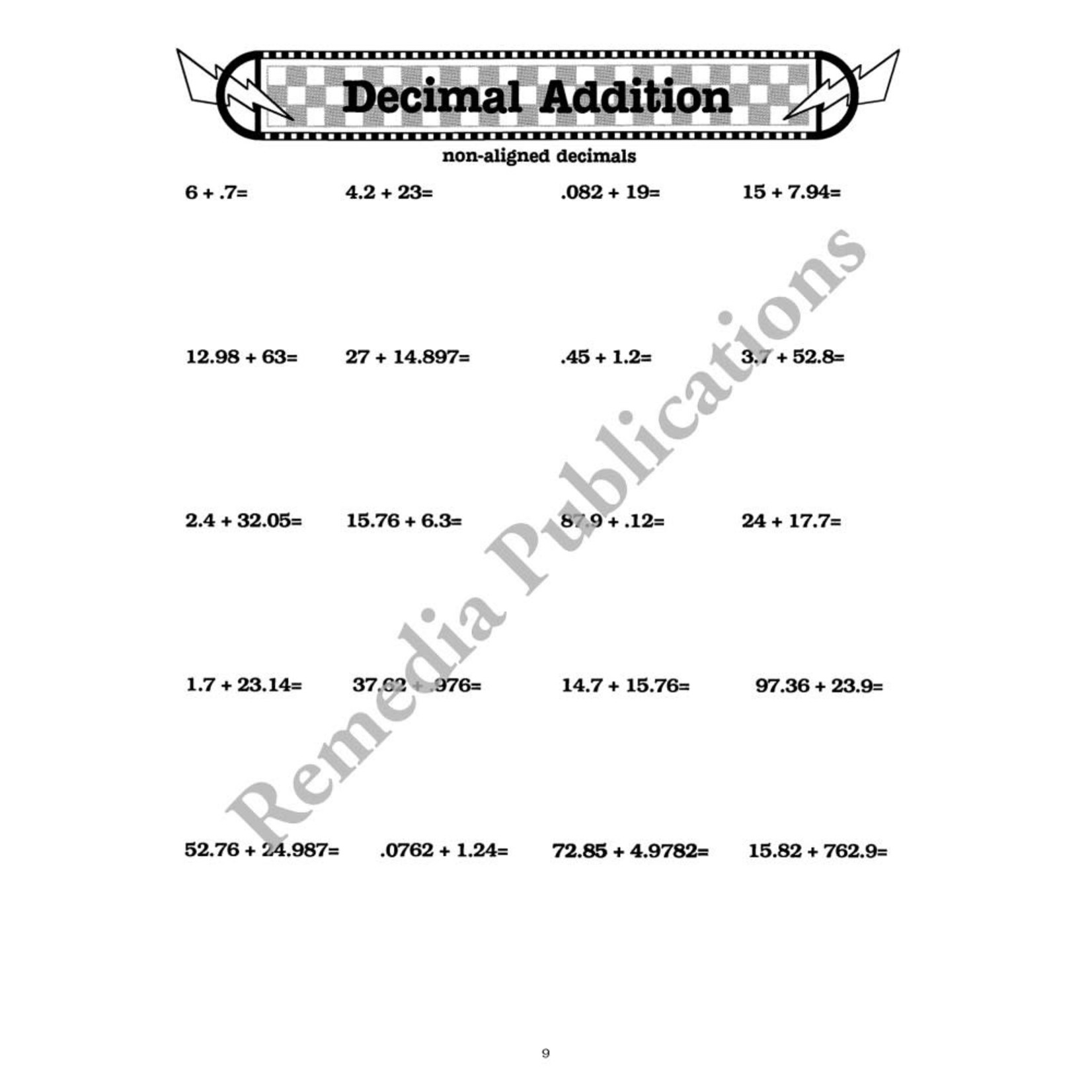 Advanced Decimals: Straight Forward Math Series (Advanced Edition)