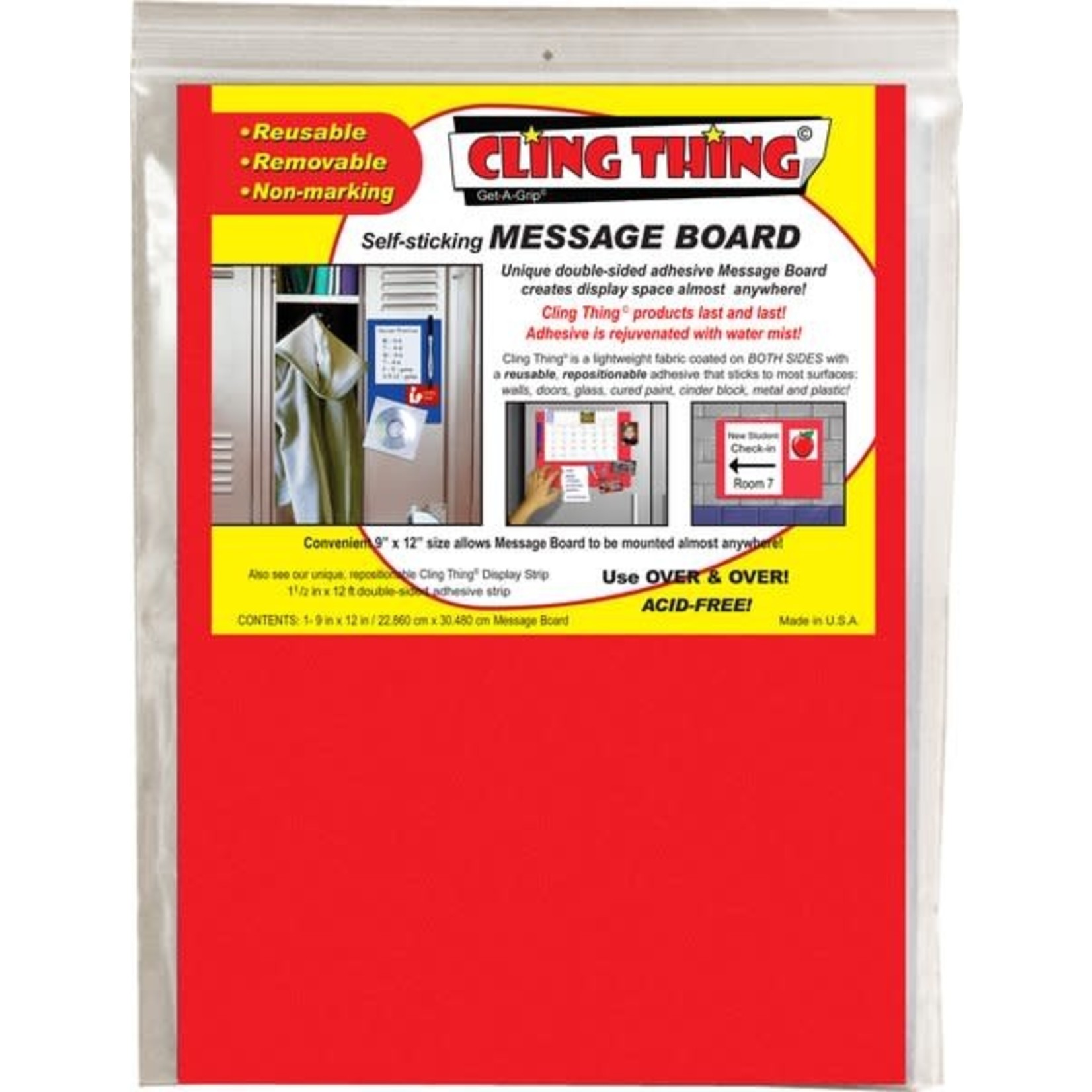 CLM CLING THING MESSAGE BOARD RED 9X12